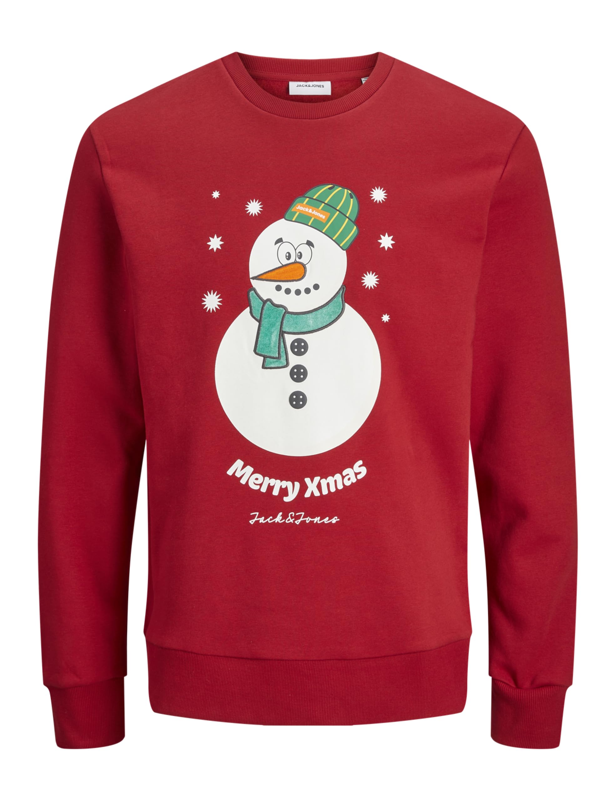 JACK&JONES Herren Jjxmas Jolly Sweat Crew Neck Sweatshirt, Scarlet Sage, M