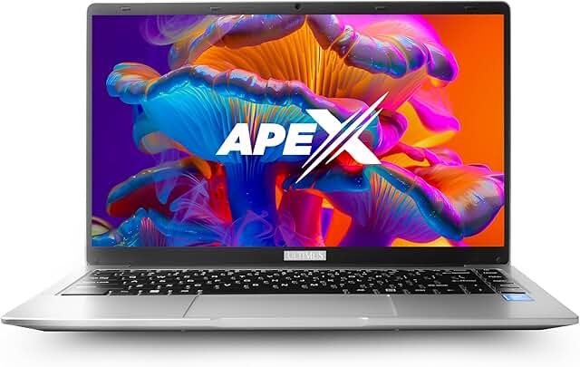 ULTIMUS APEX Laptop Intel Celeron Dual Core 8 GB LPDDR4 512 GB SSD Expandable~1TB 14.1 FHD IPS Laptop Anti-Glare Ultra Thin Bezel 180 Hinge 3.0x3 USB HDMI SD Card Slot Win 11 Home 1.25KG Silver