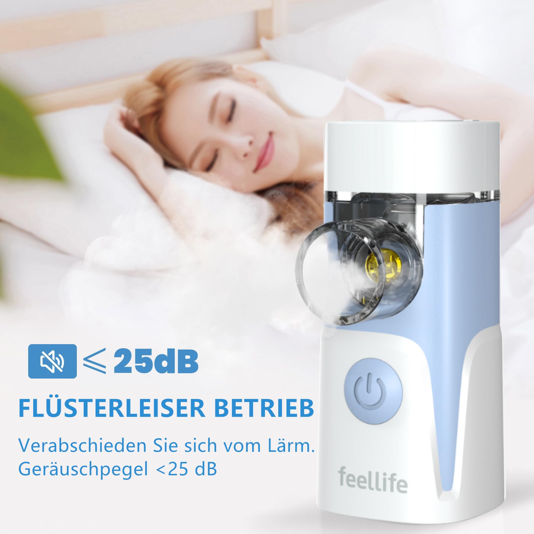FEELLIFE Nebulizador Portatil para bebe y adultos Maquina De Aerosoles Inhalador, Para El Tratamiento De Tos, Asma, Enfermedades Respiratorias-Azul