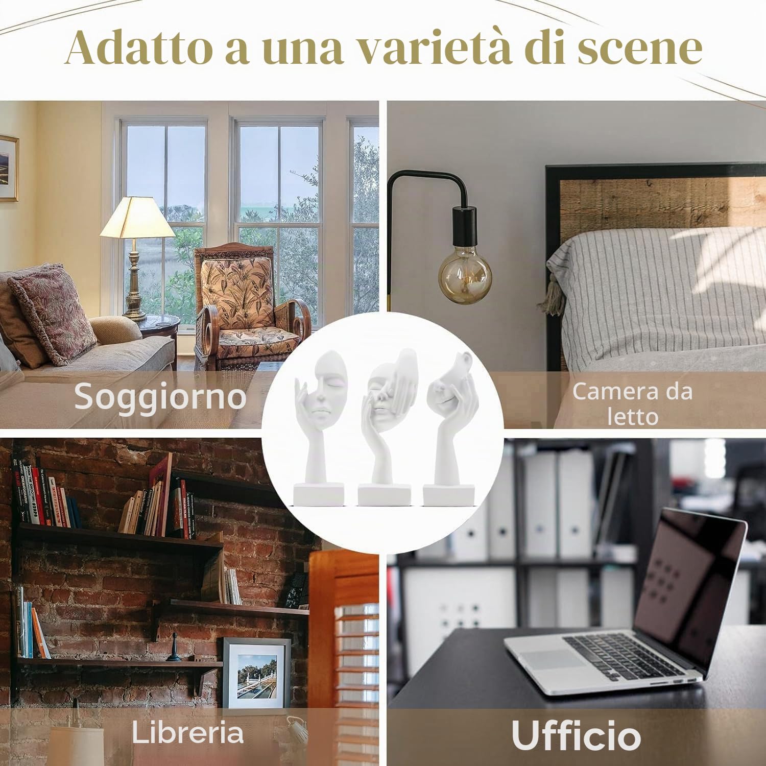 Pensatore Astratto Statua Scultura, Statuette Decorative Casa, Decorazione Moderna Scultura, Soprammobili Moderni Salotto, Statuette Decorative Casa - Bianco