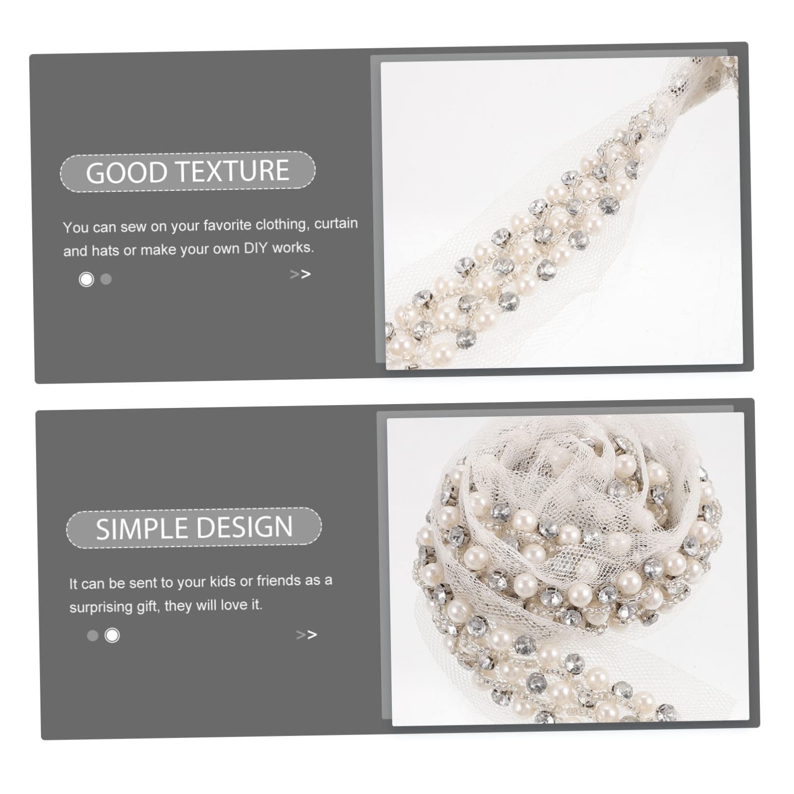Operitacx 4piezas Cinta De Encaje Decorativa Perlas y Strass Ribete Multifuncional Para Confección De Ropa Manualidades y Decoración De Fiestas Para Vestidos y Accesorios De Moda