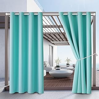 Waterproof Outdoor Curtain W52 x L84 - Grommet Top Sunlight Blocking Win...