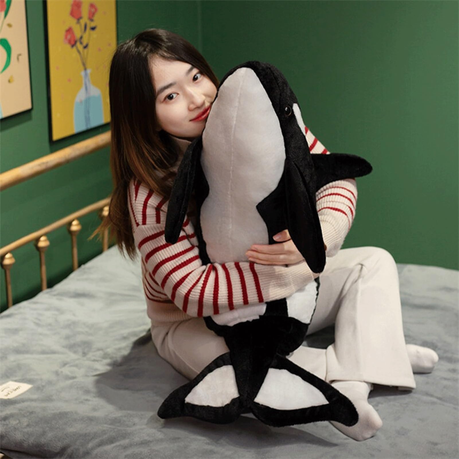 Bambola di peluche Orca, peluche da abbracciare con la balena assassina, peluche realistici con animali dell'oceano morbidi, regali di compleanno for ragazze(130cm/51.2in)