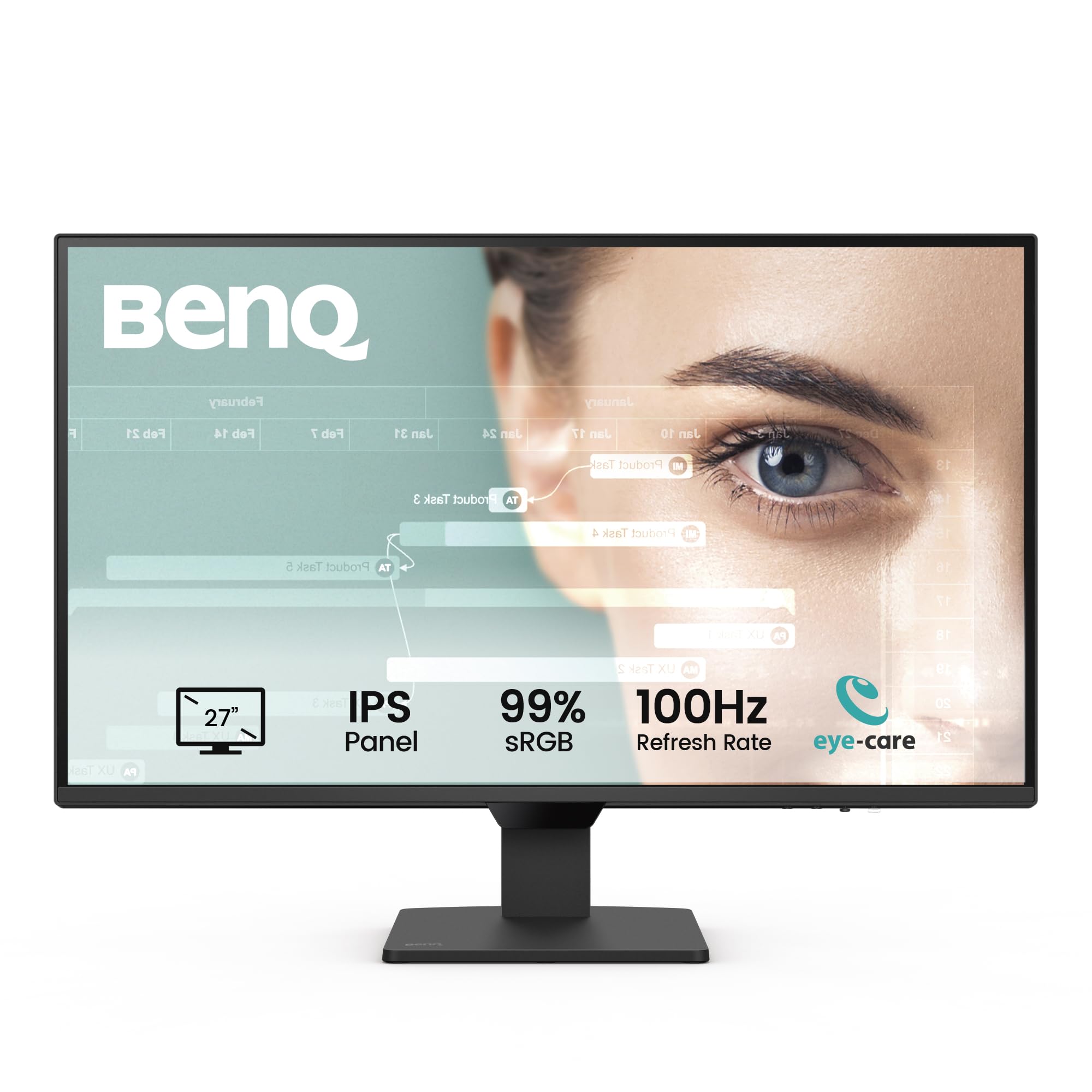 BenQGW2790Q 27 Inch 2560X1440P 2K QHD IPS Monitor| 100Hz|99% Srgb|1500:1 CR|Eye-Careu|Dual HDMI|Display Port|Bezel-Less|Eyesafe|VESA Mediasync|B.I.|Low Blue Light+|Speakers|VESA Wall Mountable(Black)