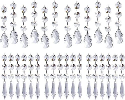 Miniatura 8 de 60 cuentas de cristal acrílico transparente para adornos de Navidad, decoración de árboles, guirnalda, candelabro, decoración para colgar bodas,