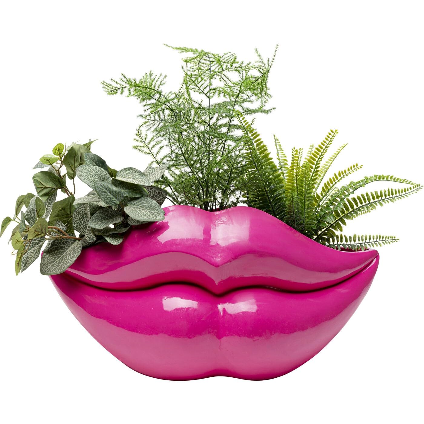 KARE Design decoratieve vaas lippen fuchsia mond lippen kus droogbloemen pop art cadeau bruiloft decoratie kinderkamer meisje 28 cm