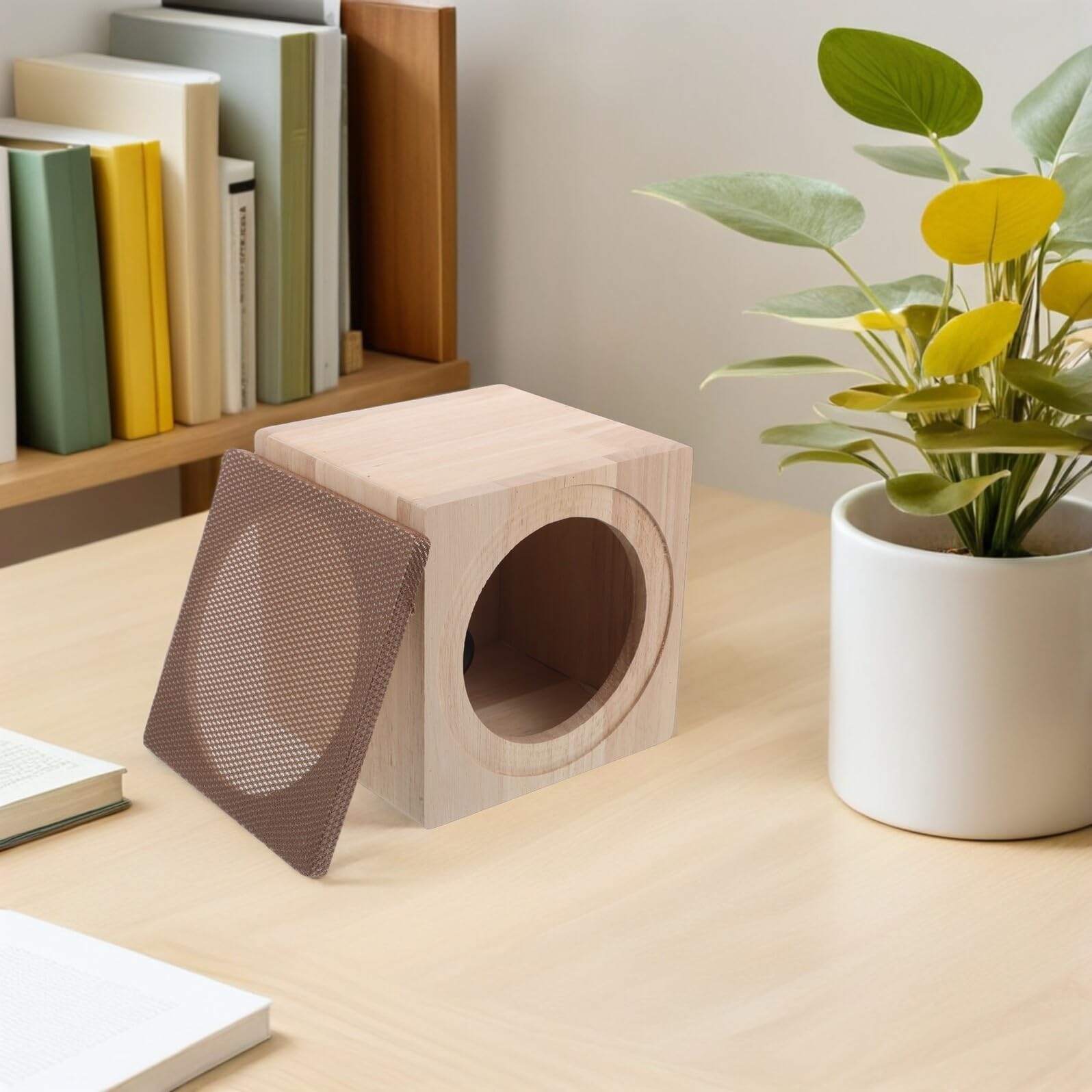 Cassa Subwoofer Veicolare 5 Pollici in Legno Beige per Audio | Box per Altoparlanti, Compatibile Subwoofer e Casse Audio, Uso in Auto o Casa