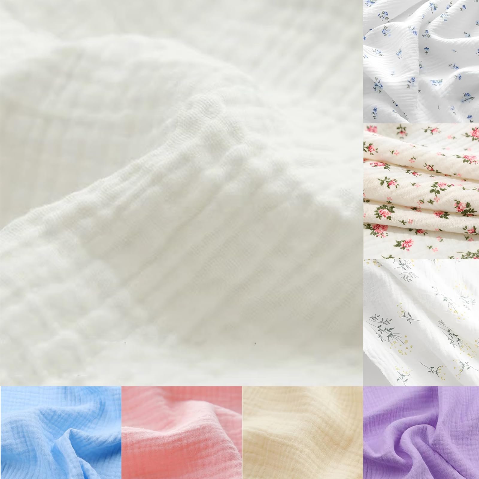 LaSilk Double Gauze Cotton Fabric by the Yard - 100% Cotton Muslin Fabric