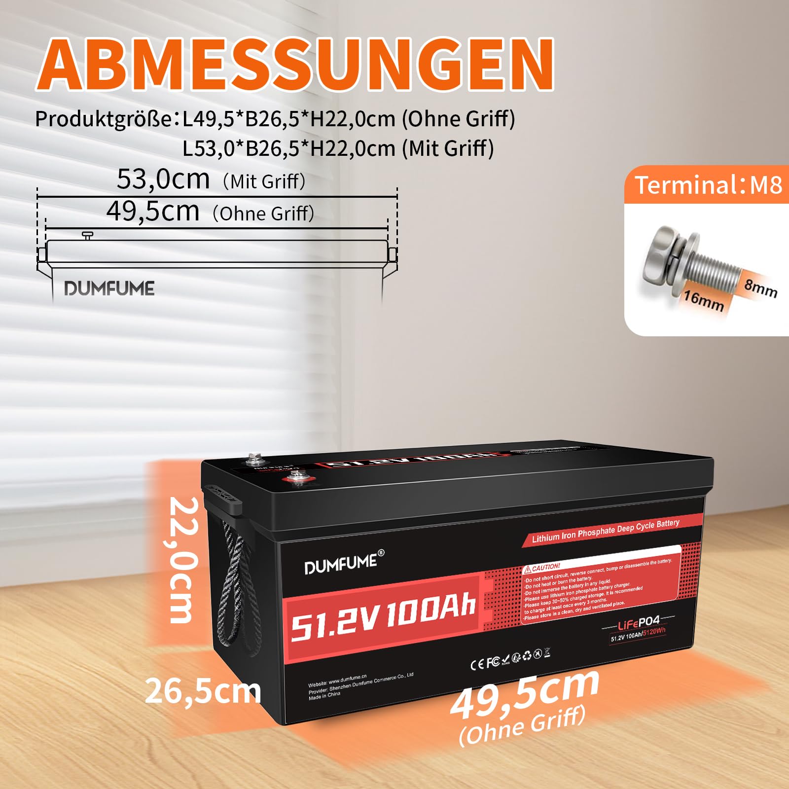 48V, 100Ah, 200A Lifepo4 Batteria Al Litio Da, Protezione BMS A Bassa Temperatura, Batteria Da 48V, Supporto Fino A 5kW, 6000+Cicli Profondi, Perfetta Per Golf Cart Camper, Applicazioni