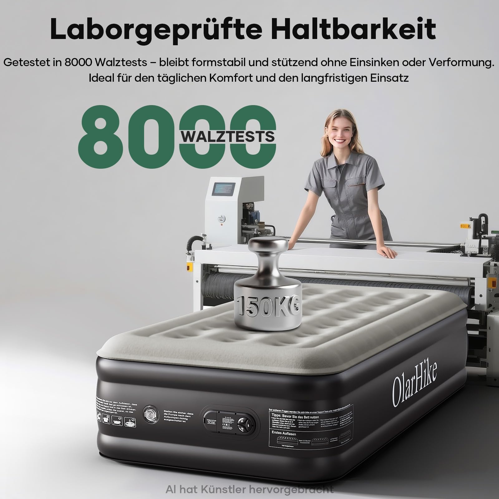 OlarHike Luftmatratze selbstaufblasend 90x200x46 cm Luftbett 1 Person | Gästebett mit Pumpe für Camping, Studentenwohnung und Zuhause. Wasserfestes PVC, weiches Flockbett, bis 150 kg belastbar