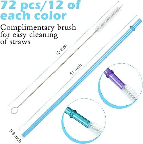 Miniatura 2 de 72 pajitas de plástico reutilizables de 11 pulgadas, pajitas de beber coloridas, popote con purpurina para tarros y vasos de 403024 onzas, con