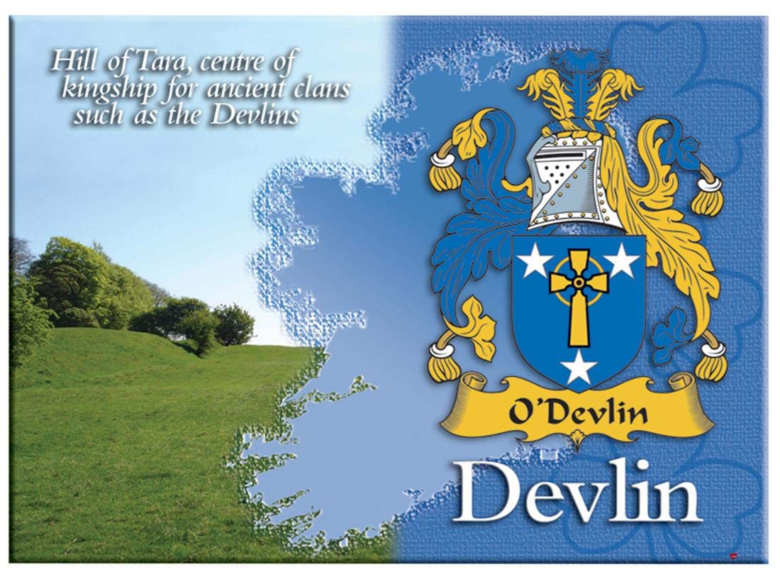 Devlin Irish Family Name Souvenir Metallic Picture Fridge Magnet
