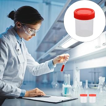 Plastic Cups with Screw Caps Pp Material 60ml 10pcs Leak-resistant for Liquid Testing and Inspection Laboratory Use