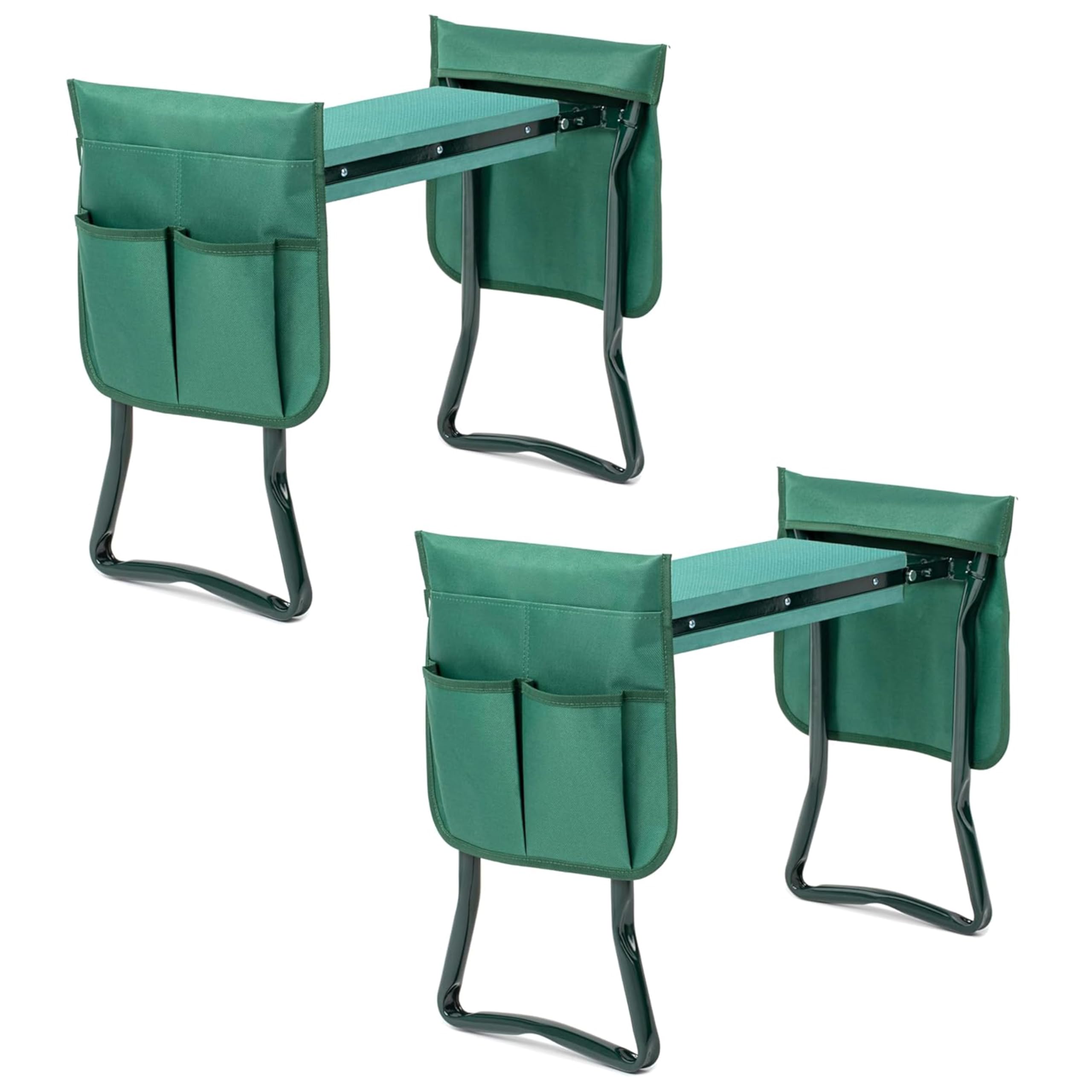 Simple Deluxe 2 Pack Garden Kneeler and Seat, Foldable Kneeling Stool with Thicker EVA Foam Pad Heavy Duty Bench, with Tool Pouch, Gifts for Outdoor Gardening, Fishing, Green, Arbor Day Gift