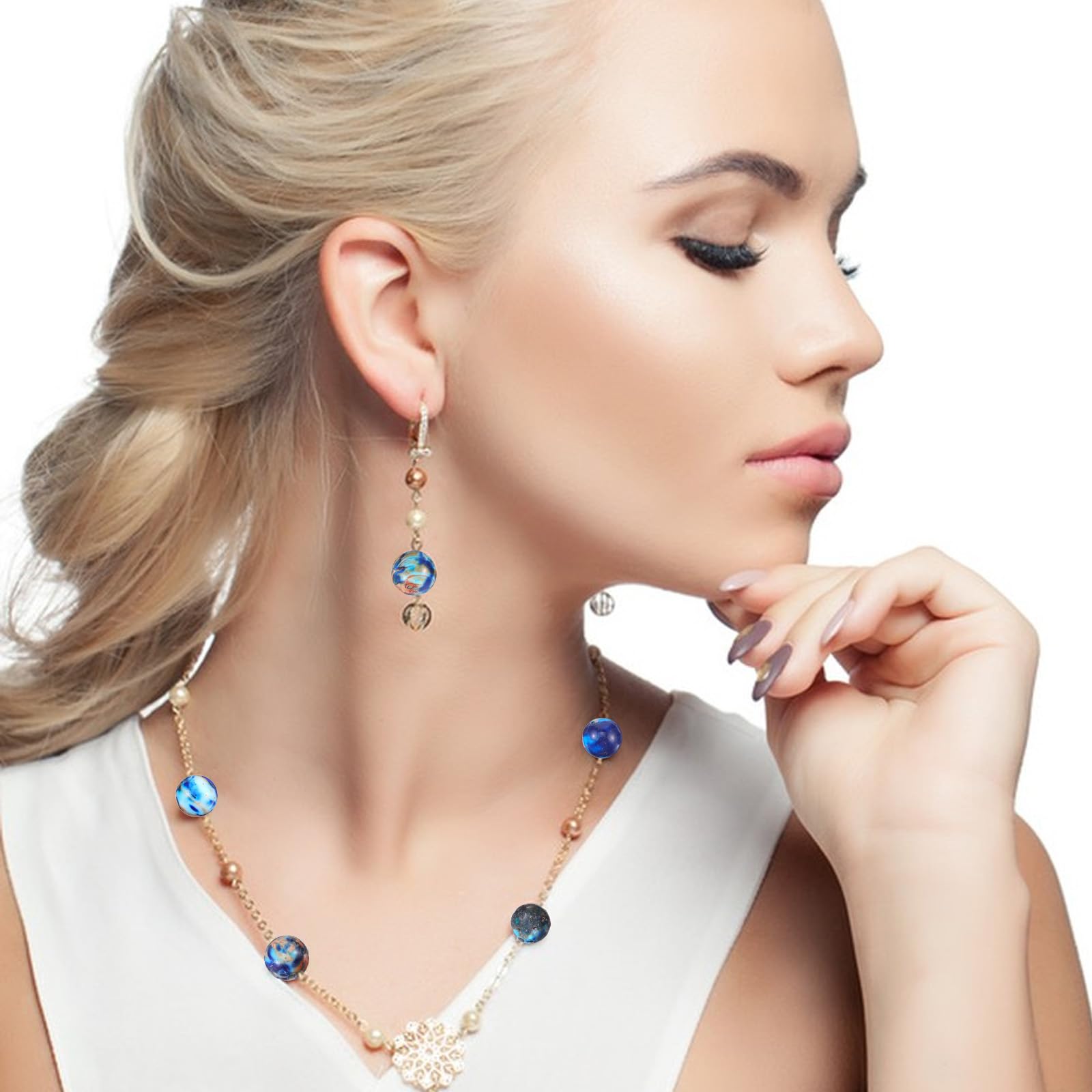 Yolev 47Pcs Purple-Blue Jasper Beads Iperial Sea Sedient Natural