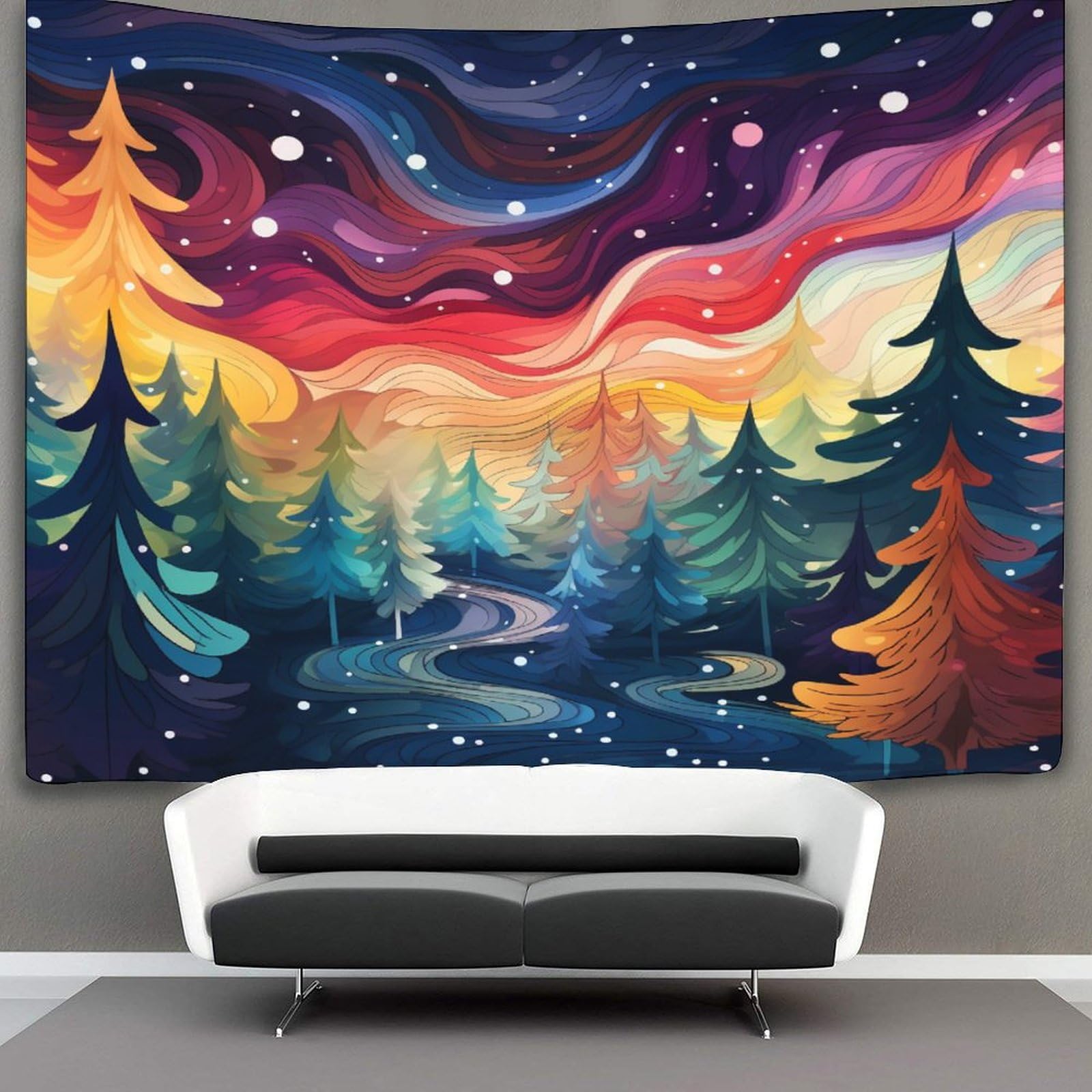 NQHXLRUDC 3D Christmas Tree Print Wall Blanket Home Decoration Bedding Poster Wall Art Tapestry Tapestries Wall Hanging Soft Polyester for Bedroom Living Room, Dorm & Room Decor 150cmx200cm
