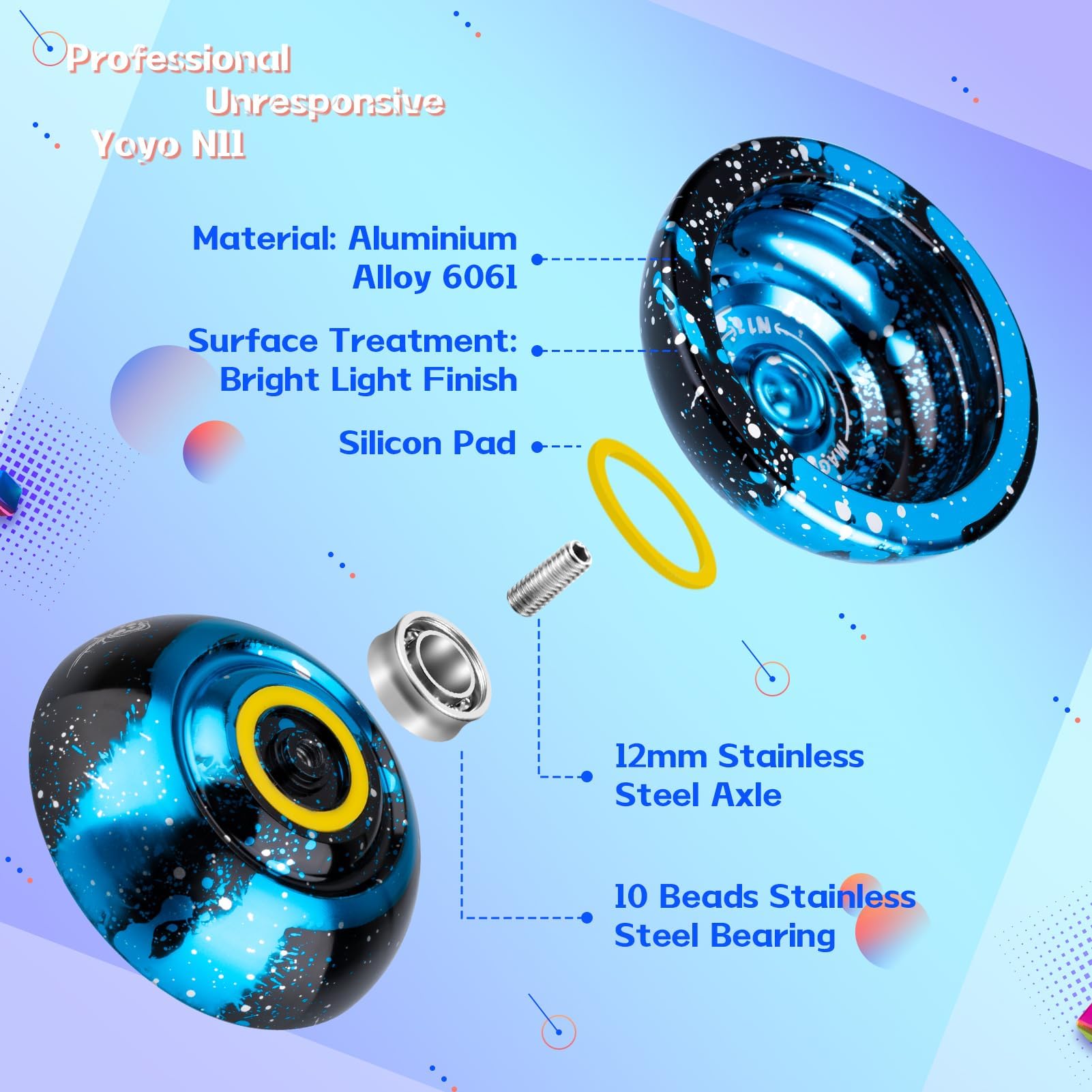 MAGICYOYO N11 tepkisiz yoyo, çanta, eldiven, 5 yoyo ipi ile yeni