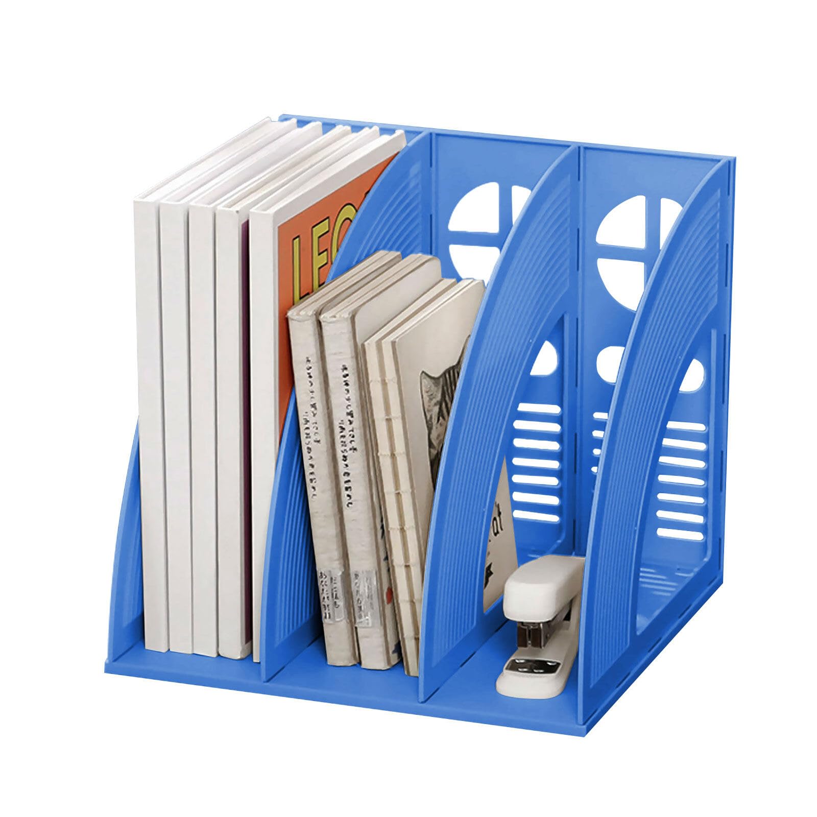 Revistero, 3 Compartimentos Desk Organizer Revistero Archivador de Plástico para Oficina y Hogar Organizador Libros Documentos… (azul marino)
