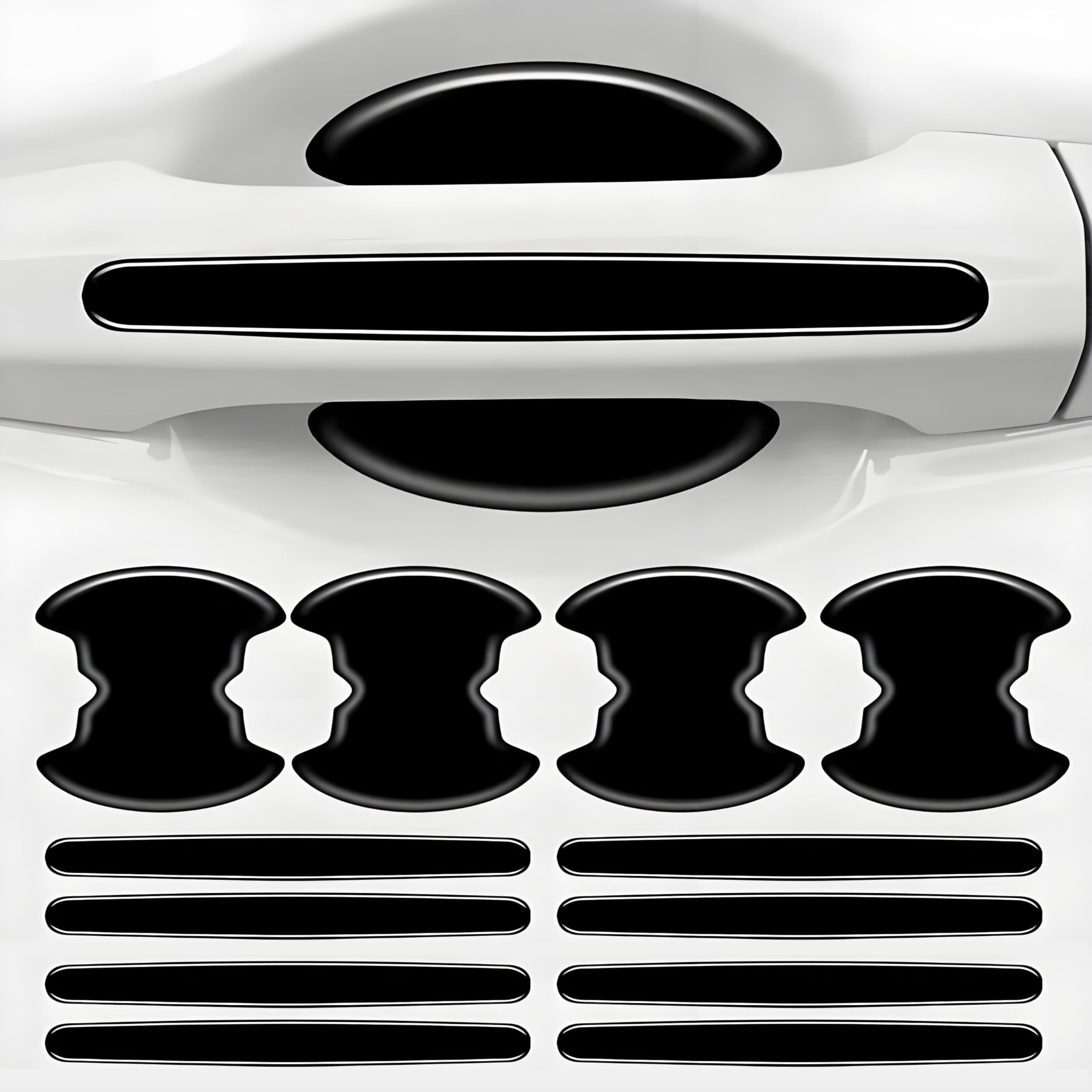 Yuanqi Normal 12 Pcs Car Door Handle Protectors For Citroen C5 X C4 C3 C2 C1 C6，Car Door Edge Protector Guards, Anti-Scratch Guard For Door Cup Bowl(Black)