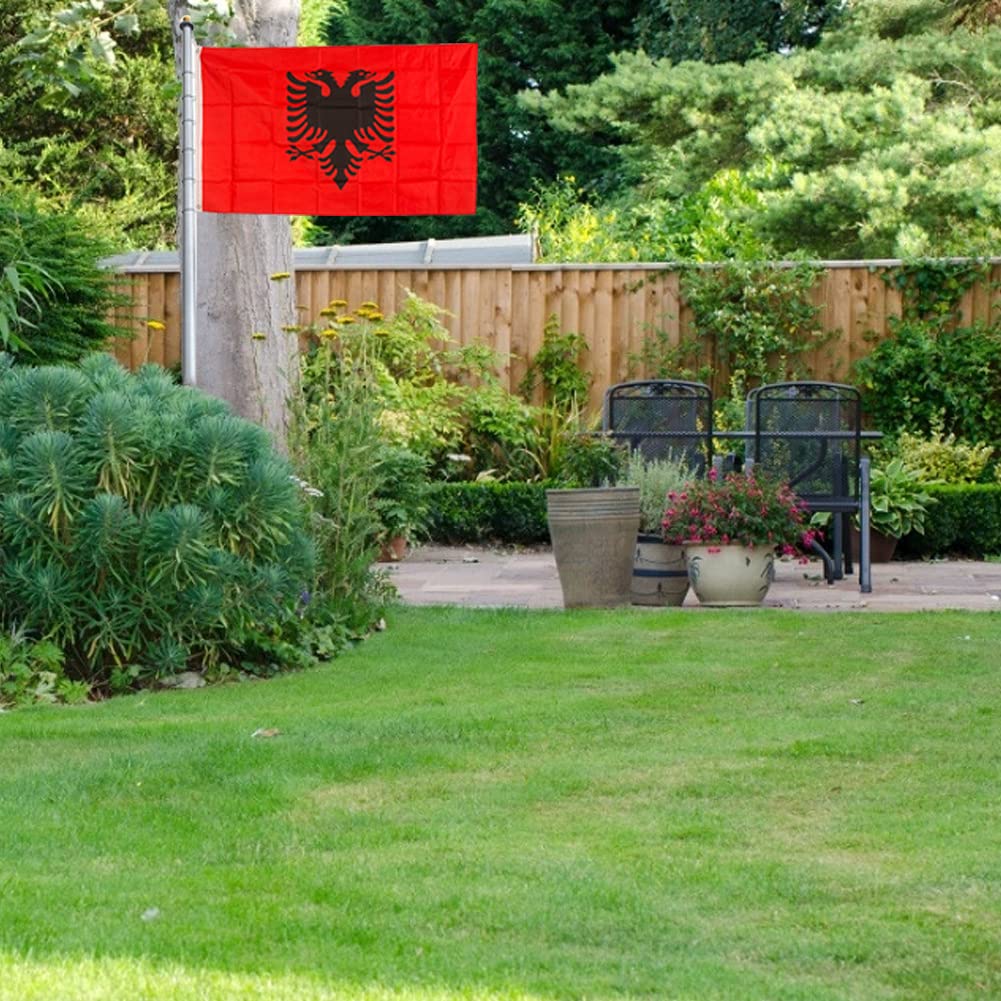 Albanische Flagge Gartenflagge – 90x150 Cm, Polyester, Für Balkon, Garten & Studentenwohnheim