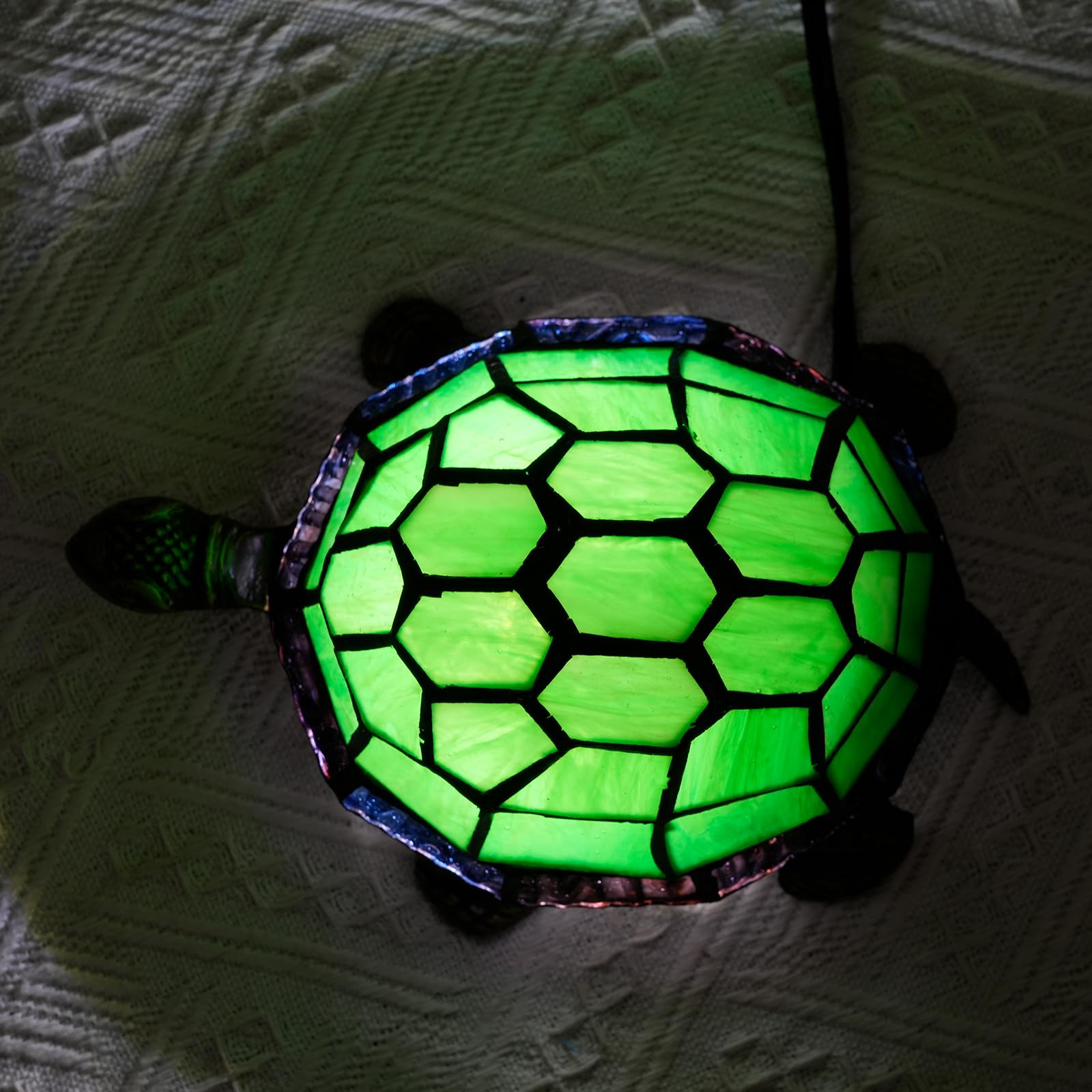 Tiffany Style Schildkröte Tischlampe Grün Glasmalerei Lampe Kinder Kinder Tier Nachtlicht für Home Decor Kleine Nachttischlampe