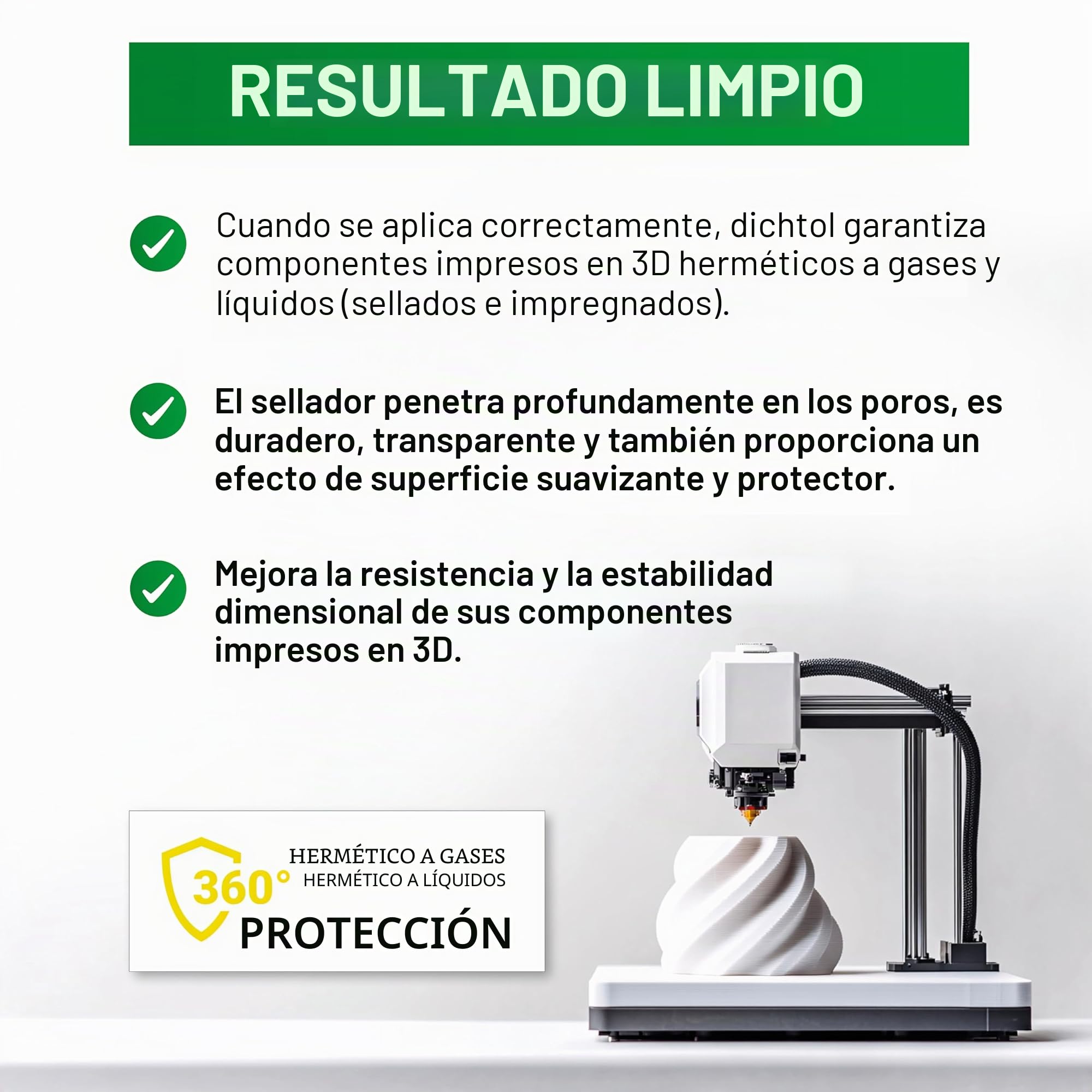 DIAMANT dichtol AM Hydro 1L – Sellador a base de agua para impresión 3D | Gas & estanco | Sin disolventes | Para PLA, ABS, FDM & SLS | Fabricación aditiva impregnada