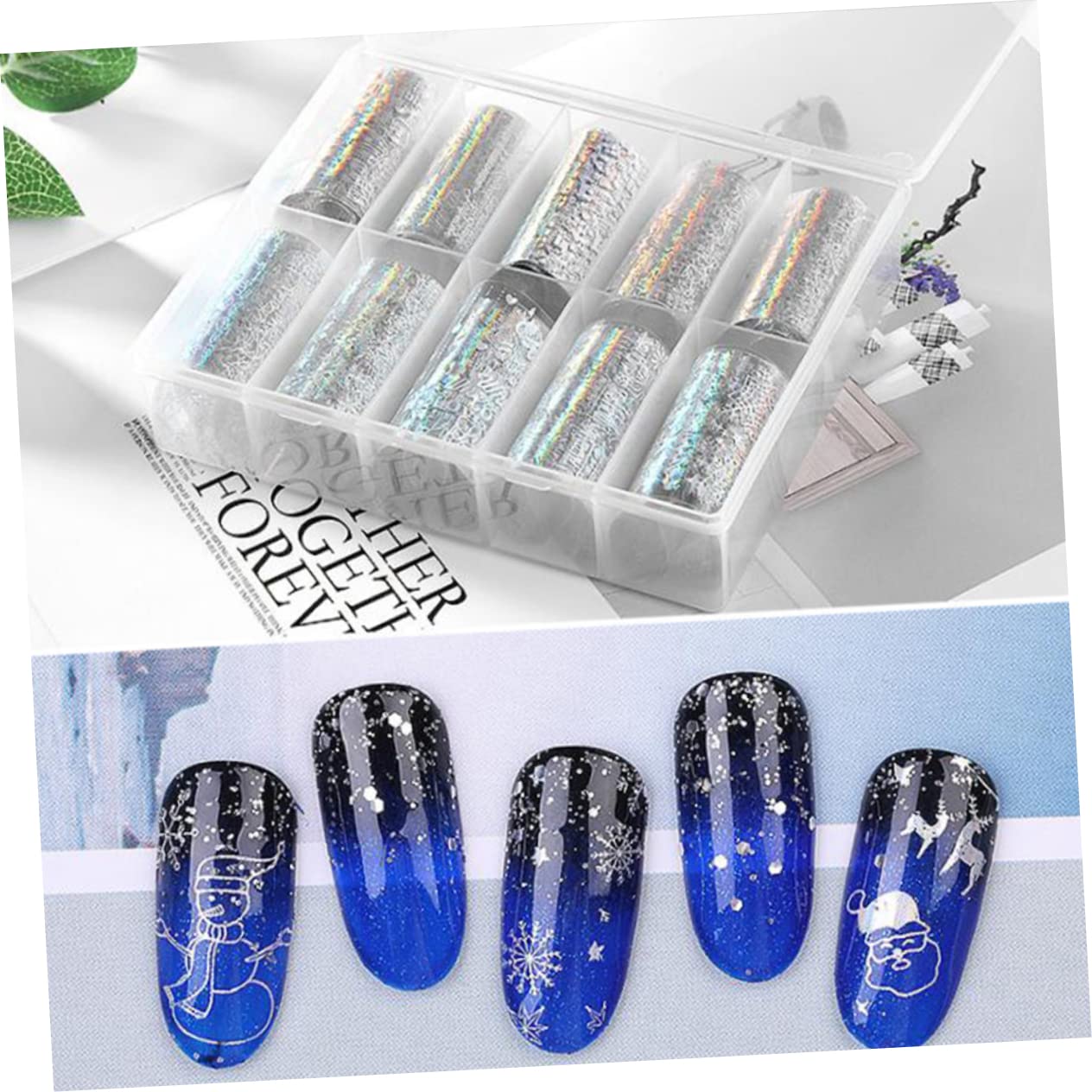 Beaupretty 6 Juegos calcomanías de arte de uñas pegatinas de uñas pegatinas navideñas para adhesivos hoja de arte de de vacaciones láminas de de