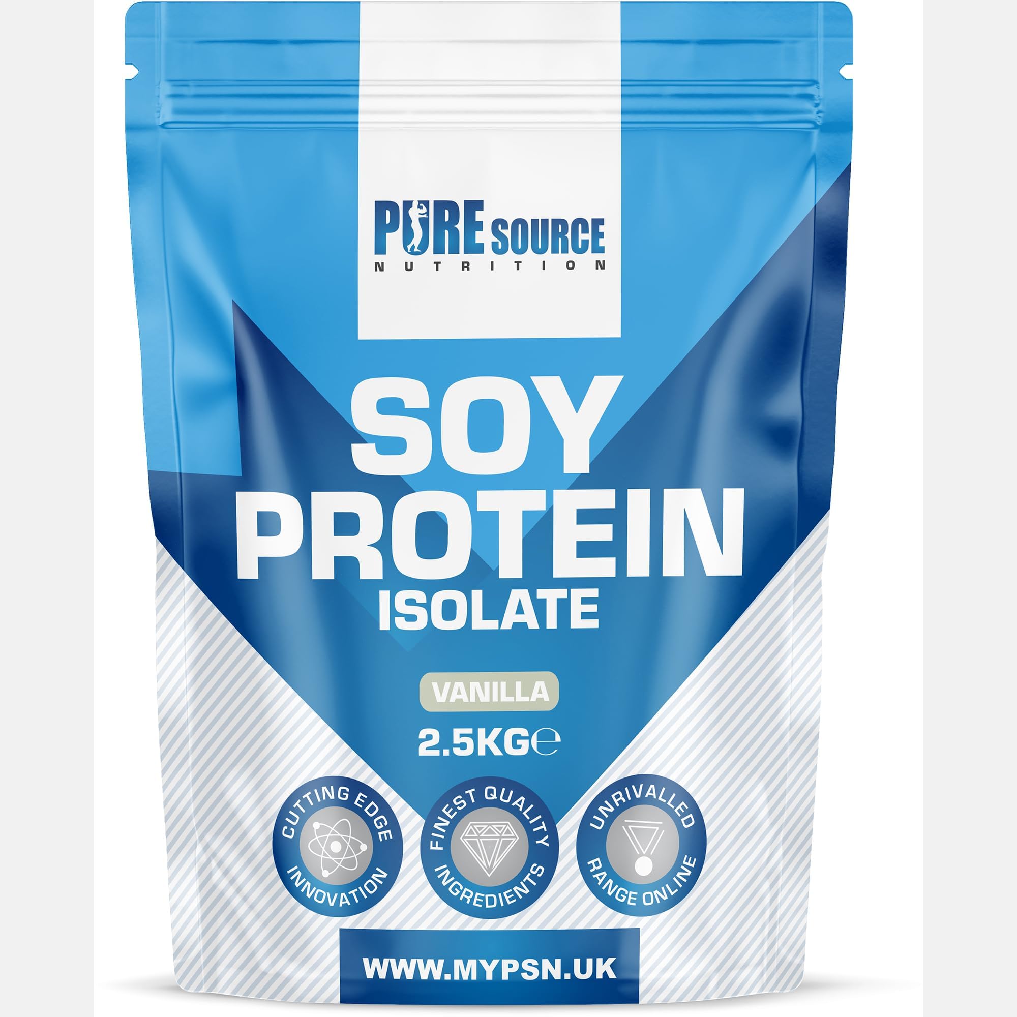 Pure Source Nutrition Soy Protein Isolate Powder (90% Protein) 2.5Kg Vanilla SOYA Protein Vegan Powder for Superfood Supergreens Dairy Free Plant Based Protein (2.5g, Vanilla)