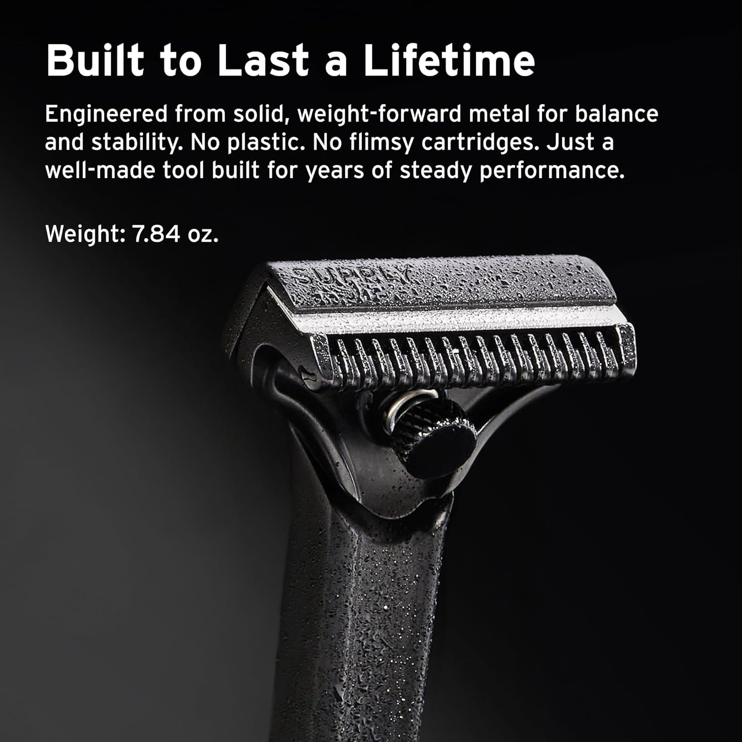 SUPPLY Single Edge SE Razor for Men – Premium Metal Razor with Nick-Guard Safety Bar for an Easier, Low-Irritation Single-Blade Shave – Includes 8 Japanese Injector Blades – Matte Black
