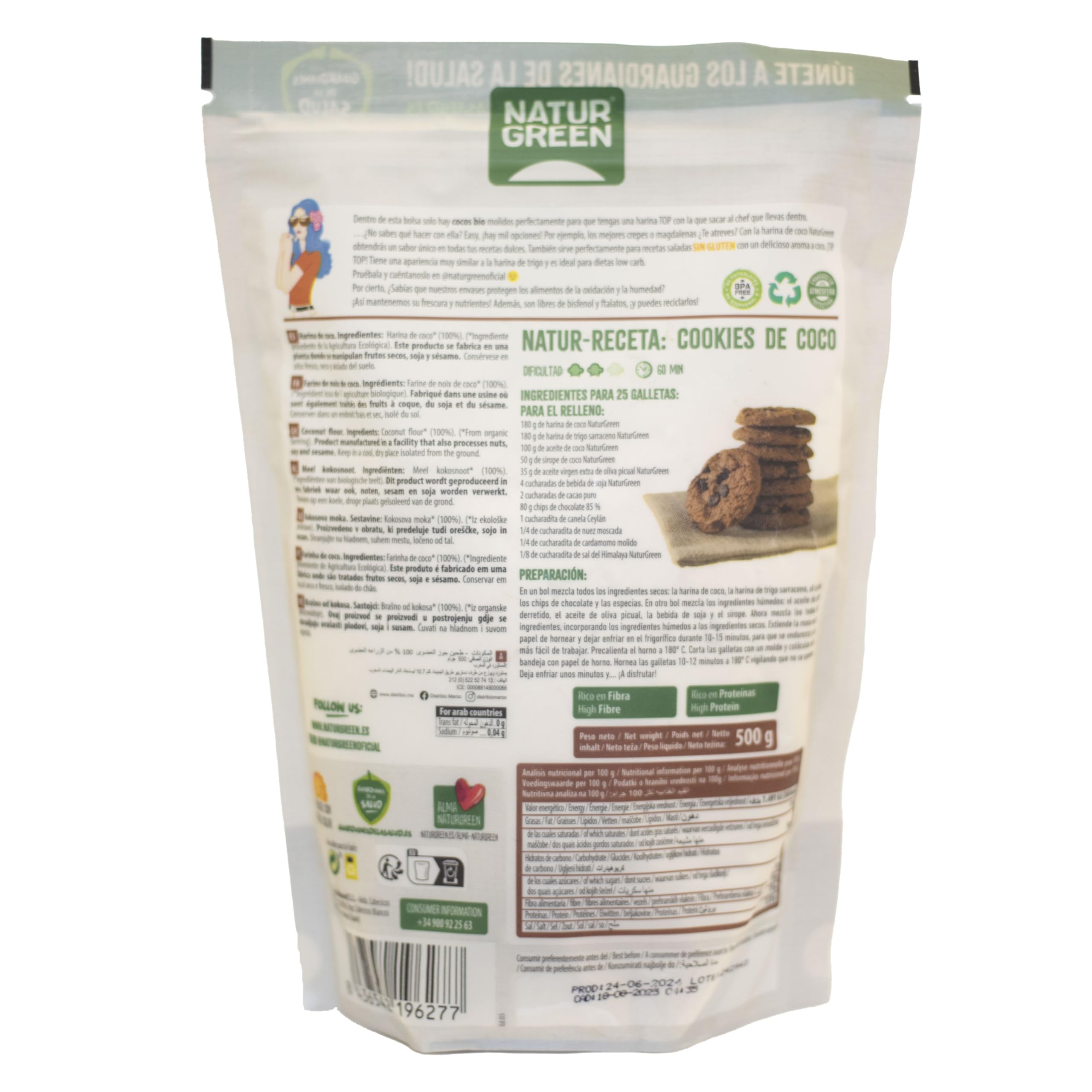 Naturgreen Harina de Coco Bio sin Gluten 500 gr — view 3