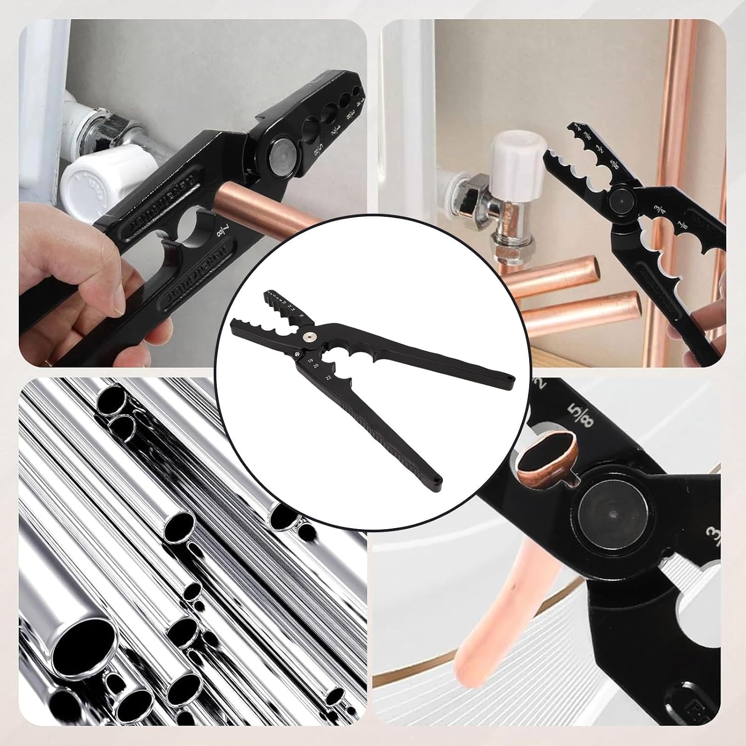 Copper Pipe Repair Pliers Heavy Duty Manual Tube Rounding Tool with 7 Adjustable Holes for HVAC Plumbing and Crafting Aluminum Alloy 11.1 x 2.4 Inch