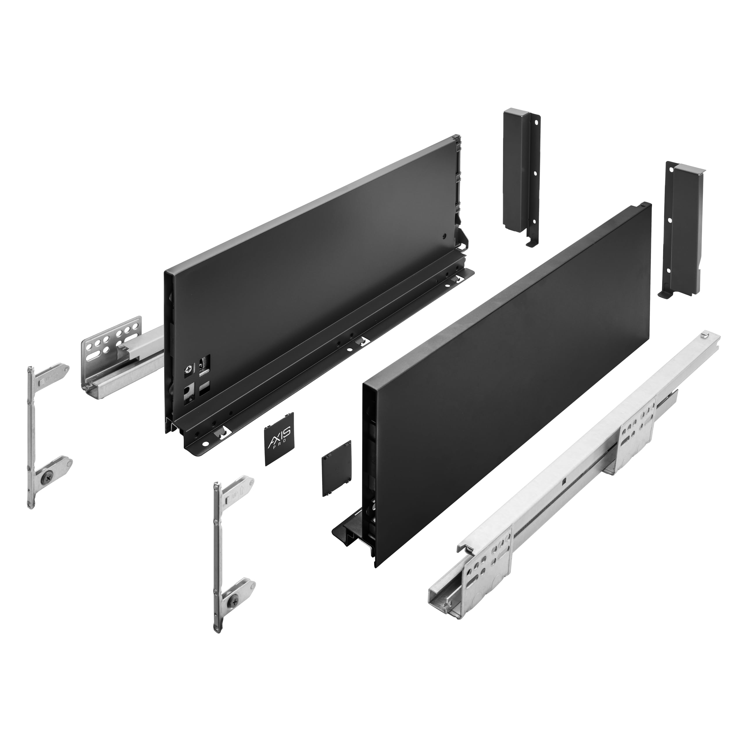B2c Black Ultraslim Soft Close Kitchen Drawer Box Sides Drawer Runners Set Cupboard Unit (Large 167Mm X 250Mm)