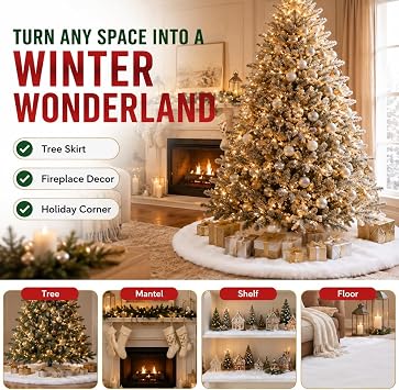 PREXTEX Artificial Snow Roll - Large Fluff for Christmas Village Displays, 94x31 Tabletop Decor, and Winter Wonderland Party Scenes - Thick White Blanket for Holiday Backdrops and Festive Decoration