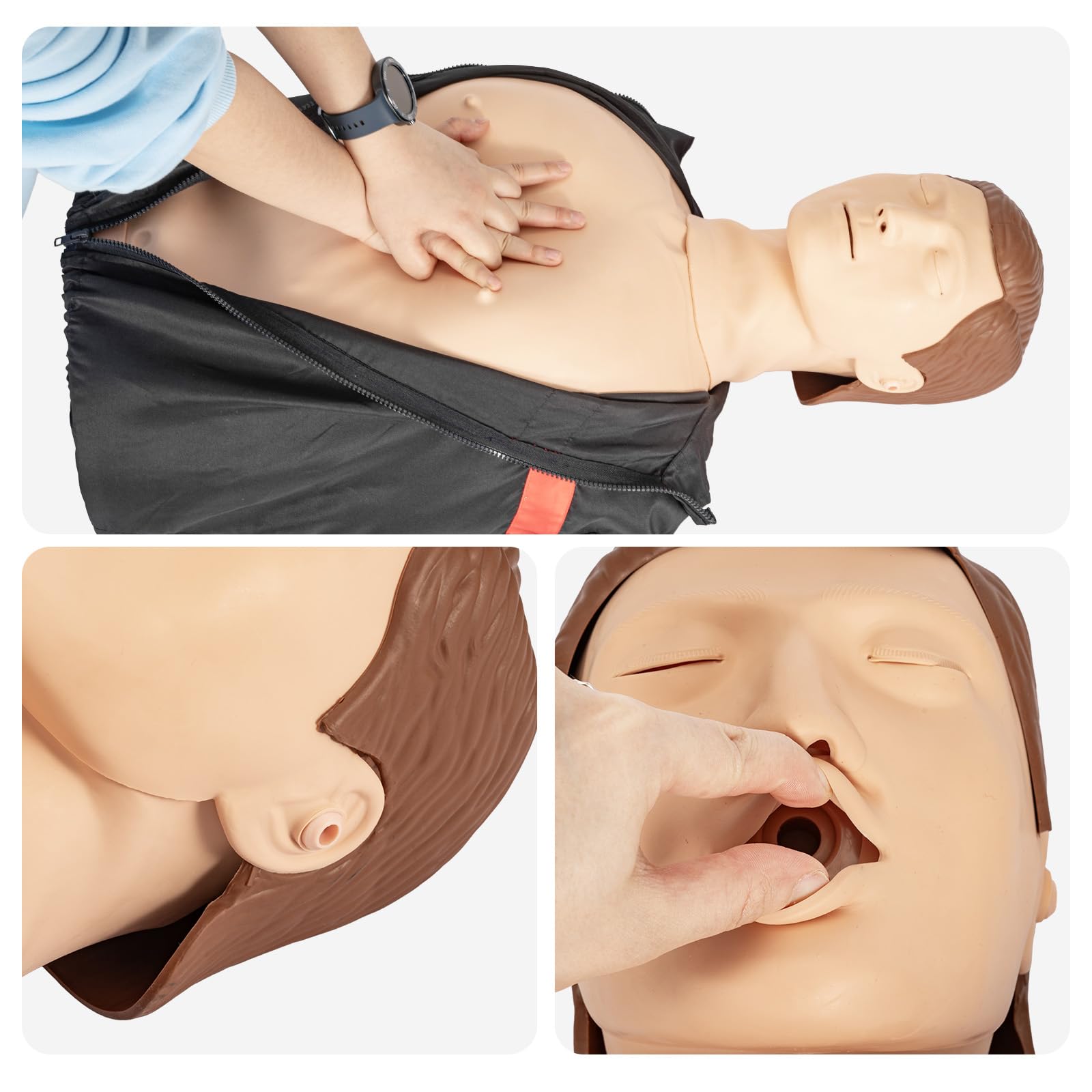 CPR Puppe Erwachsene Halbkörper Reanimationspuppe Herz-Lungen-Wiederbelebung Trainingsmodell Erste Hilfe Übungspuppe für Beatmung und Herzdruckmassage 73 x 35 x 19 cm