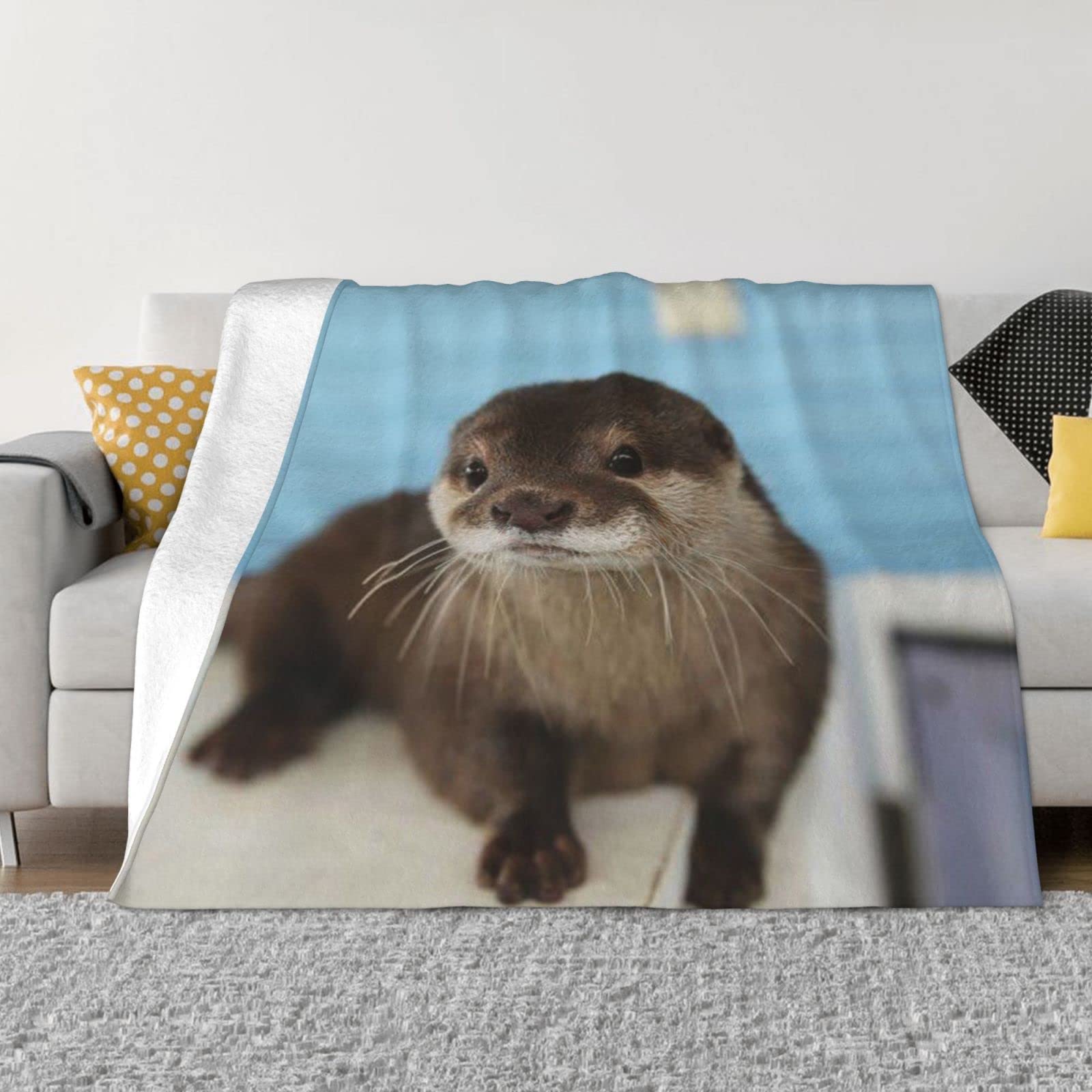 Cute Otter Fleece Throw Blanket For Couch - Thick Fuzzy Warm Soft Blankets And Throws For Sofa, Bedroom Blanket