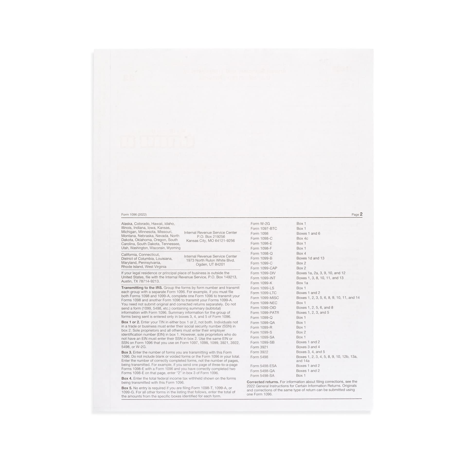 Amazon.com : 1096 Transmittal 2022 Tax Forms, 25 Pack of 1096 Summary Laser  Forms, Compatible with QuickBooks and Accounting Software : Office Products