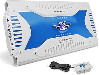 Pyle 6 Channel Marine Amplifier Receiver - Waterproof Wireless Bridgeable Audio Amp for Stereo Speaker with 2000 Watt Power Dual MOSFET Supply, GAIN Level, RCA Inputs and LED Indicator PLMRA620