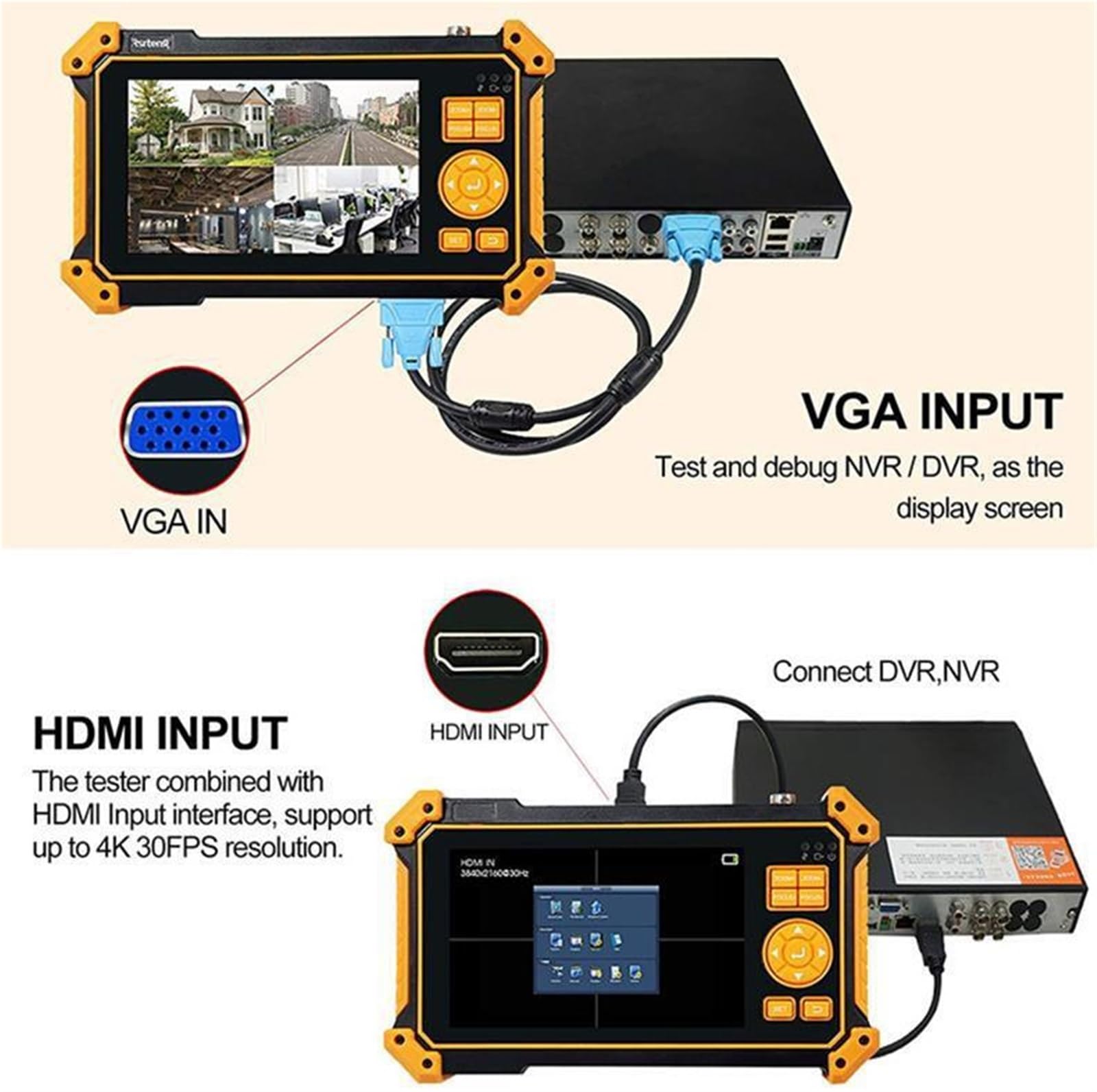 Tester per cavi, Tester di videosorveglianza coassiale Bao HD-3200 da 5 pollici con ingresso HDMI VGA,per la casa