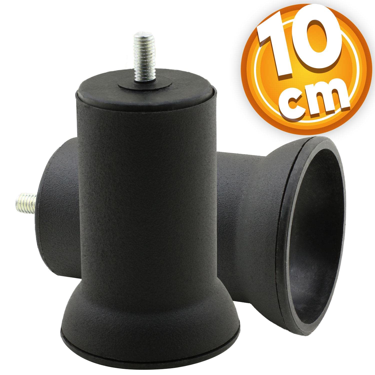 Badem10 Mobilya Metal Kanepe Baza Koltuk Destek Ayağı M8 Civata Siyah Metal Ayak 10 Cm (4 ADET)