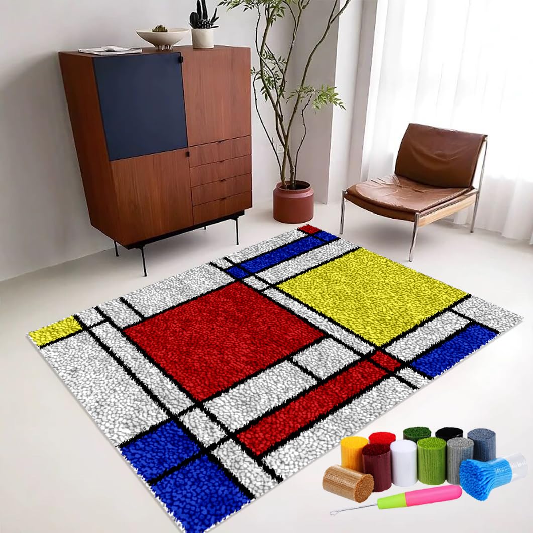 RxiBeFuw Latch Hook Kits for Adults Home Carpet Rug Making Kit Tapestry Kits for Adults Latch Hooking Kits Embroidery Kit Cross Stitch Kit Carpet Making Cushion Needlework for Beginners 140 x 160 cm — image 1