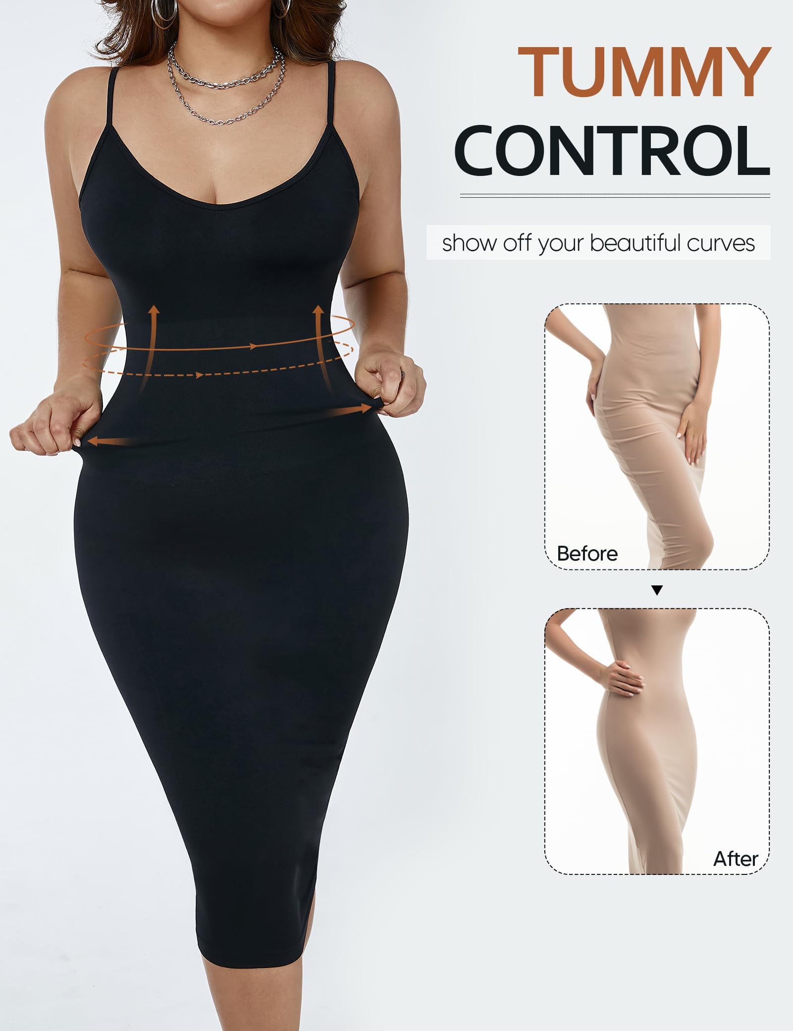 Faja moldeadora para debajo de los vestidos, vestido completo para mujer, control de abdomen, moldeador de cuerpo sin costuras