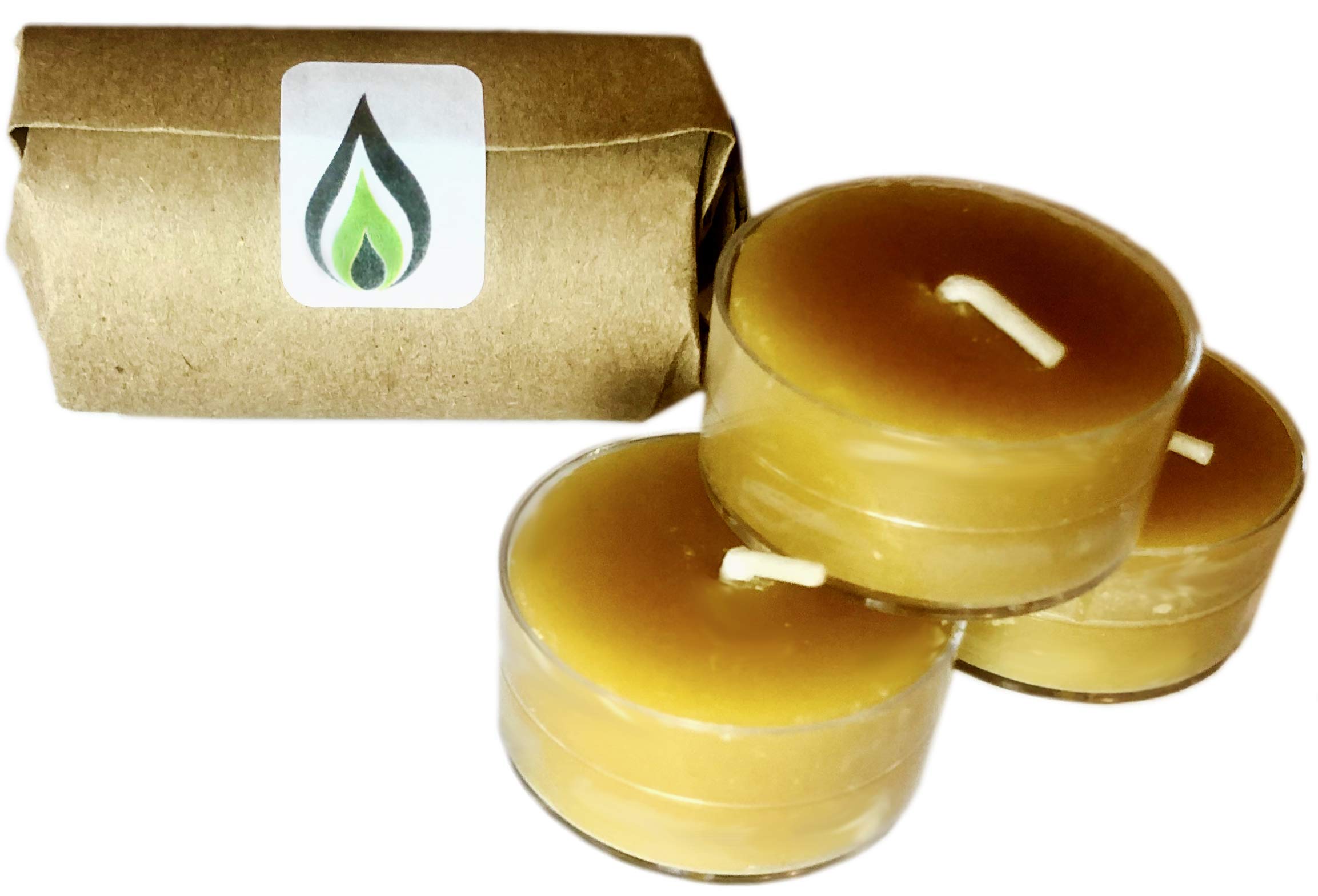 Greenfire Beeswax Tealight Candles, 100% Pure, Handmade, Air Purifying Emergency Survival Candle (Recyclable, Reusable Cups) (3)