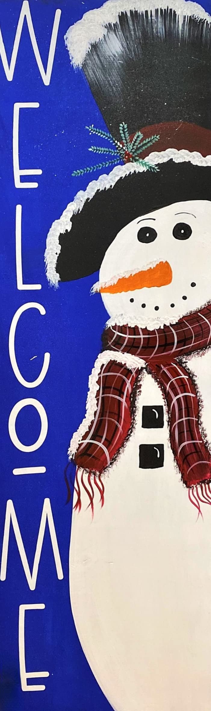 HOUVSSEN Welcome Snowman Porch Sign. Winter Porch Sign Vertical Wood Sign. Metal Tin Signs & Sayings Home Decor Farmhouse 4x16 in