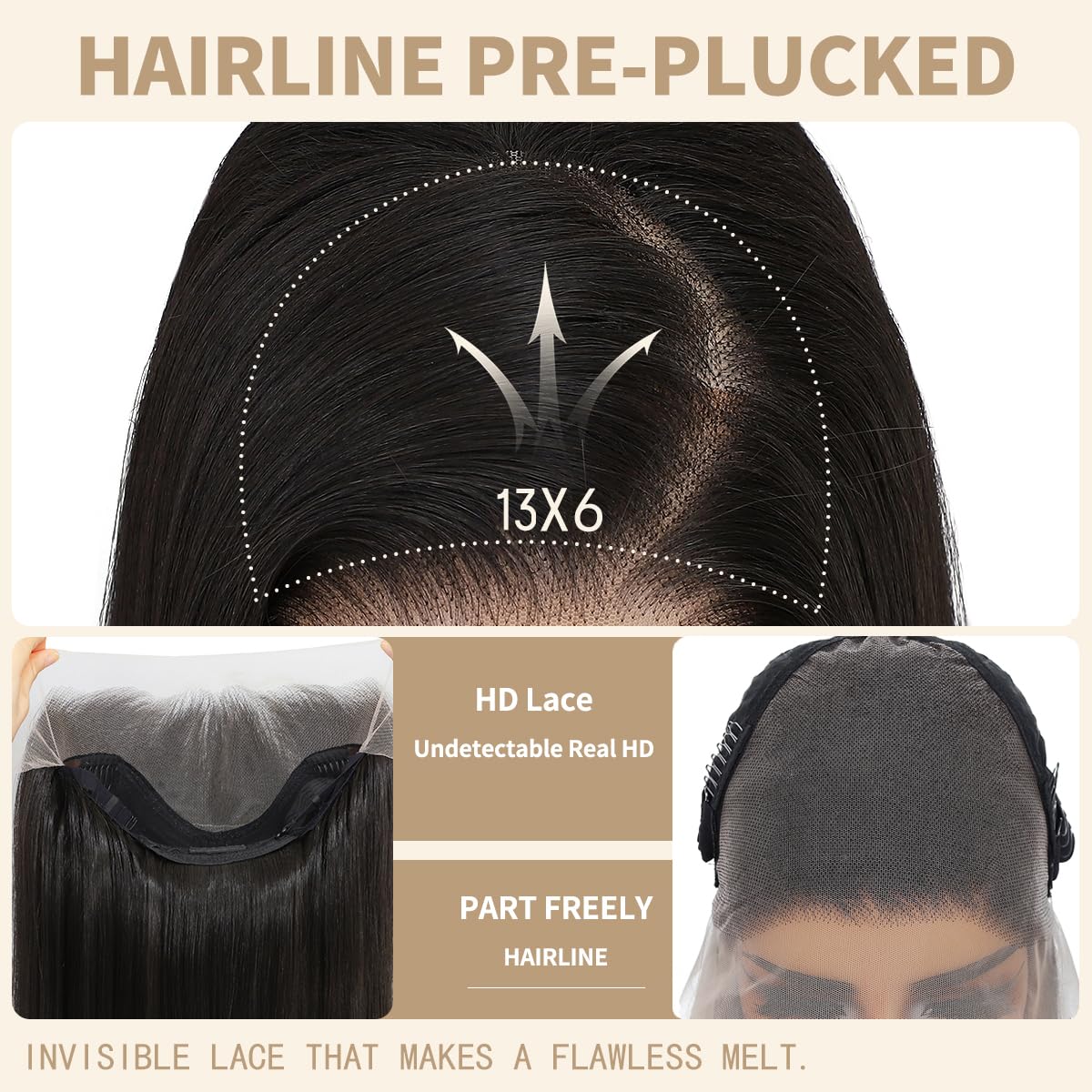 13x6 Synthetic Lace Front Wigs For Black Women Highlight Brown Mix Black Wigs 26 Inch Long Layered Straight Wigs For Women 100% Futura Premium Wigs With Bangs Beginner Friendly Daily Party Use