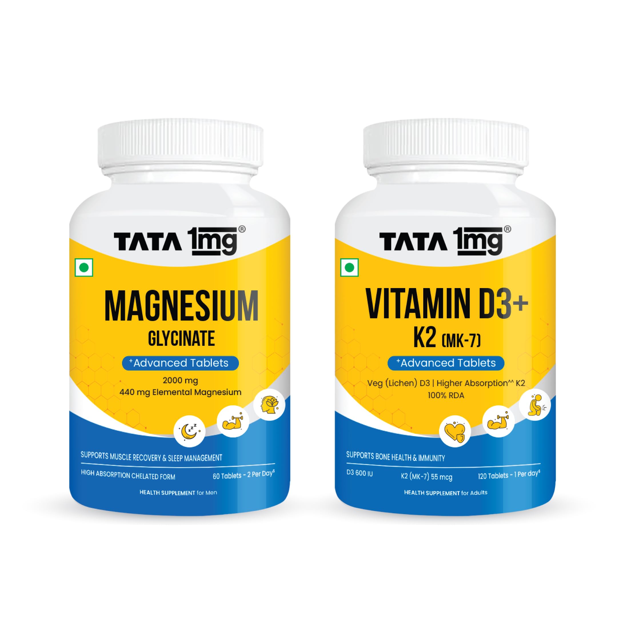 Tata 1mg Magnesium Glycinate Tablets, 60 Tablets + Tata 1mg Vitamin D3+K2, 120 Tablets-image-28