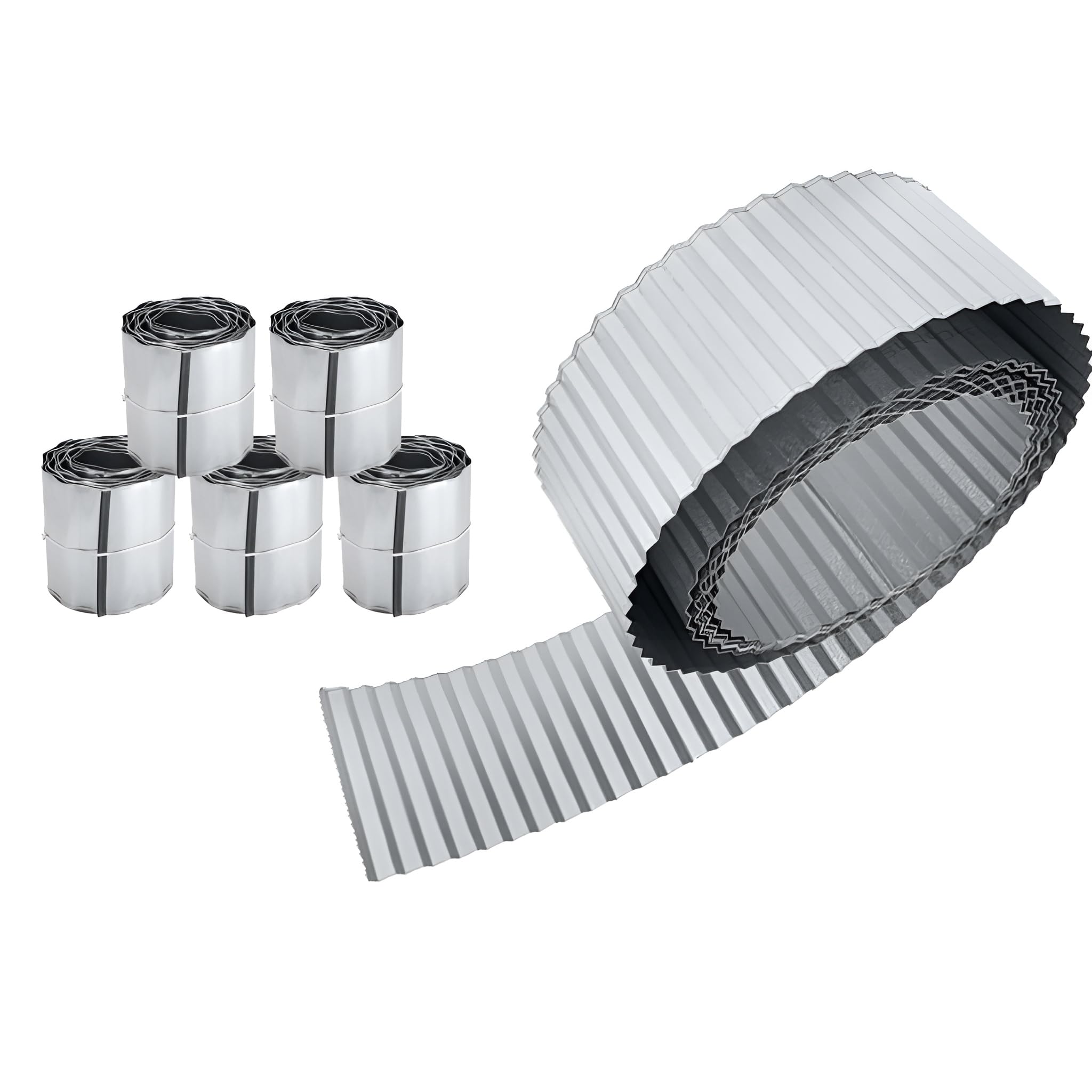 Lacewing Pack of 5 Rust Proof Galvanised Garden Lawn Steel Edging Corrugated Roll to Reduce Edge Weed Transfer 25m