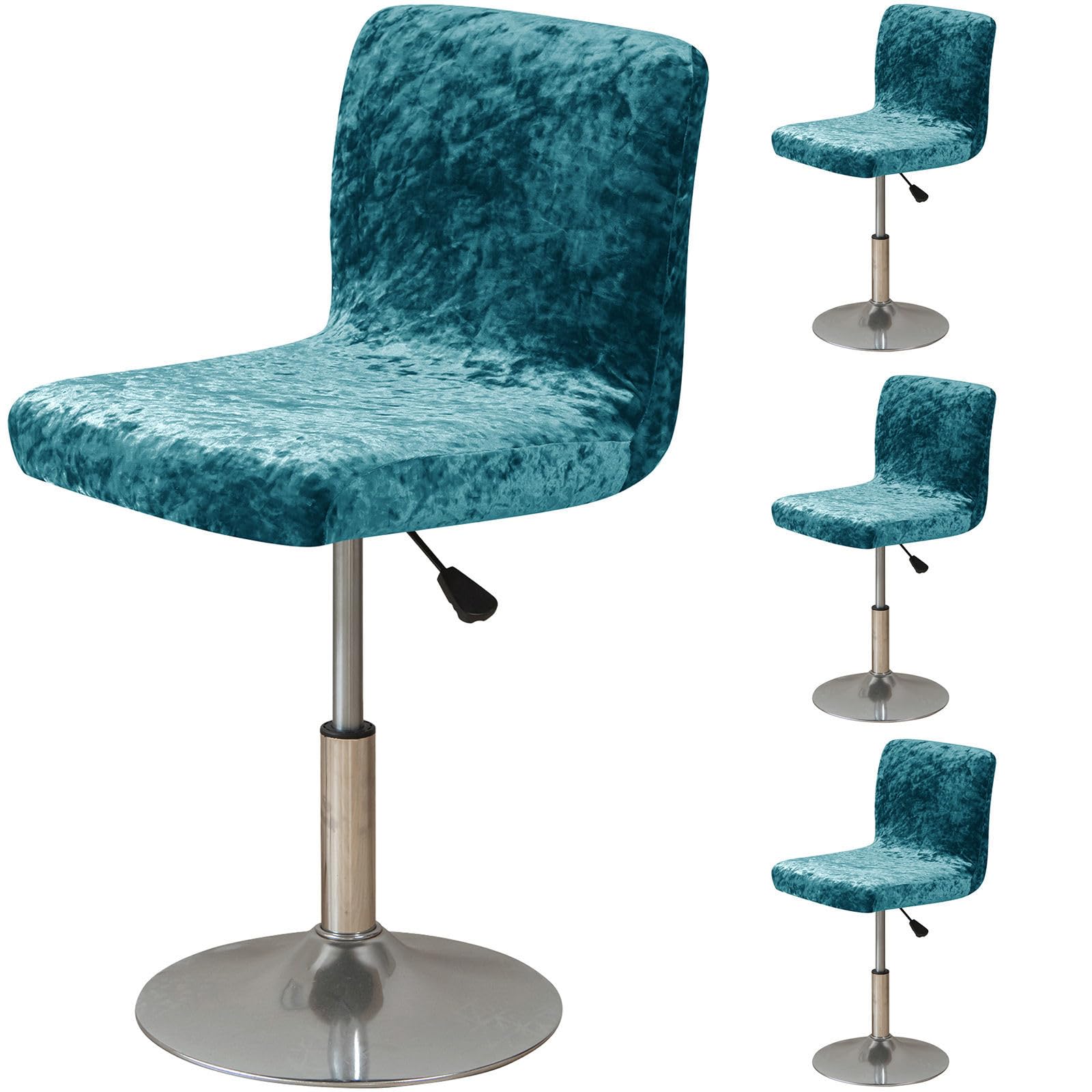 ZRCYXDW Bar Stool Covers, Crushed Velvet Swivel Bar Stool Chair Covers Soft Stretch Pub Counter Stool Covers Non Slip Stool Cover for Swivel Barstool Chair Seat-Blue-4 Pack