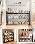 Étagère à chaussures extensible pour placard, étagères à chaussures en métal à 3 niveaux pour entrée, organisateur de chaussures autoportant réglable, idéal pour petits espaces étroits (Noir)