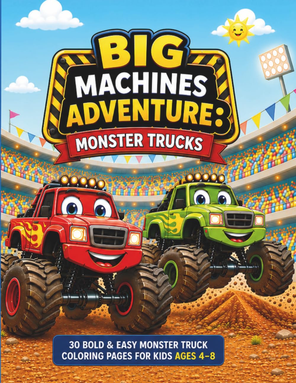 "BIG MACHINES ADVENTURE: Monster Trucks": 30 Bold & Easy Monster Truck Coloring Pages for Kids Ages 4–8