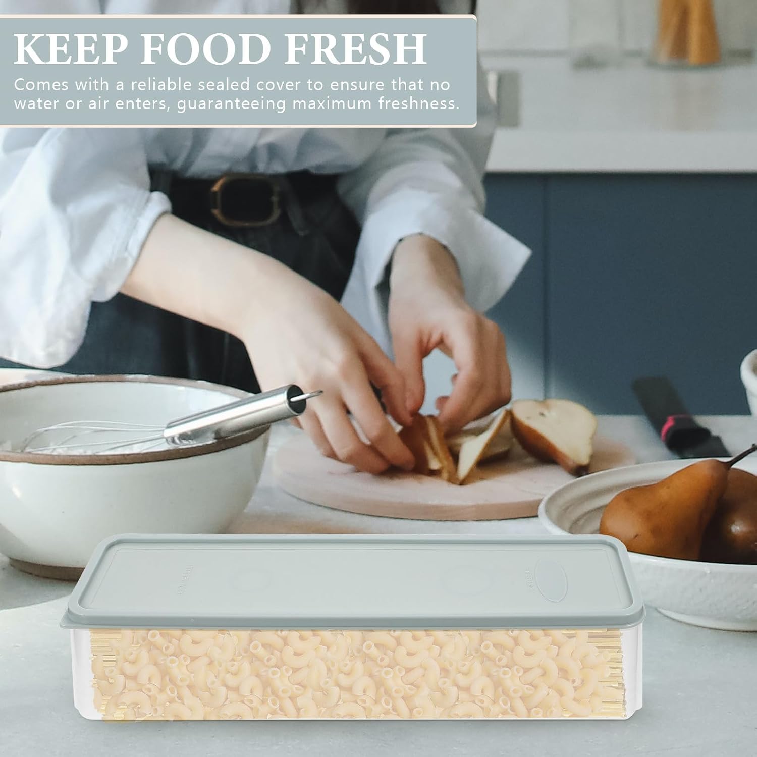 3Pcs Airtight Rectangular Noodle Storage Boxes for Kitchen Pantry Transparent Food Canisters with Sealed Design for Refrigerator Organization and Food Preservation